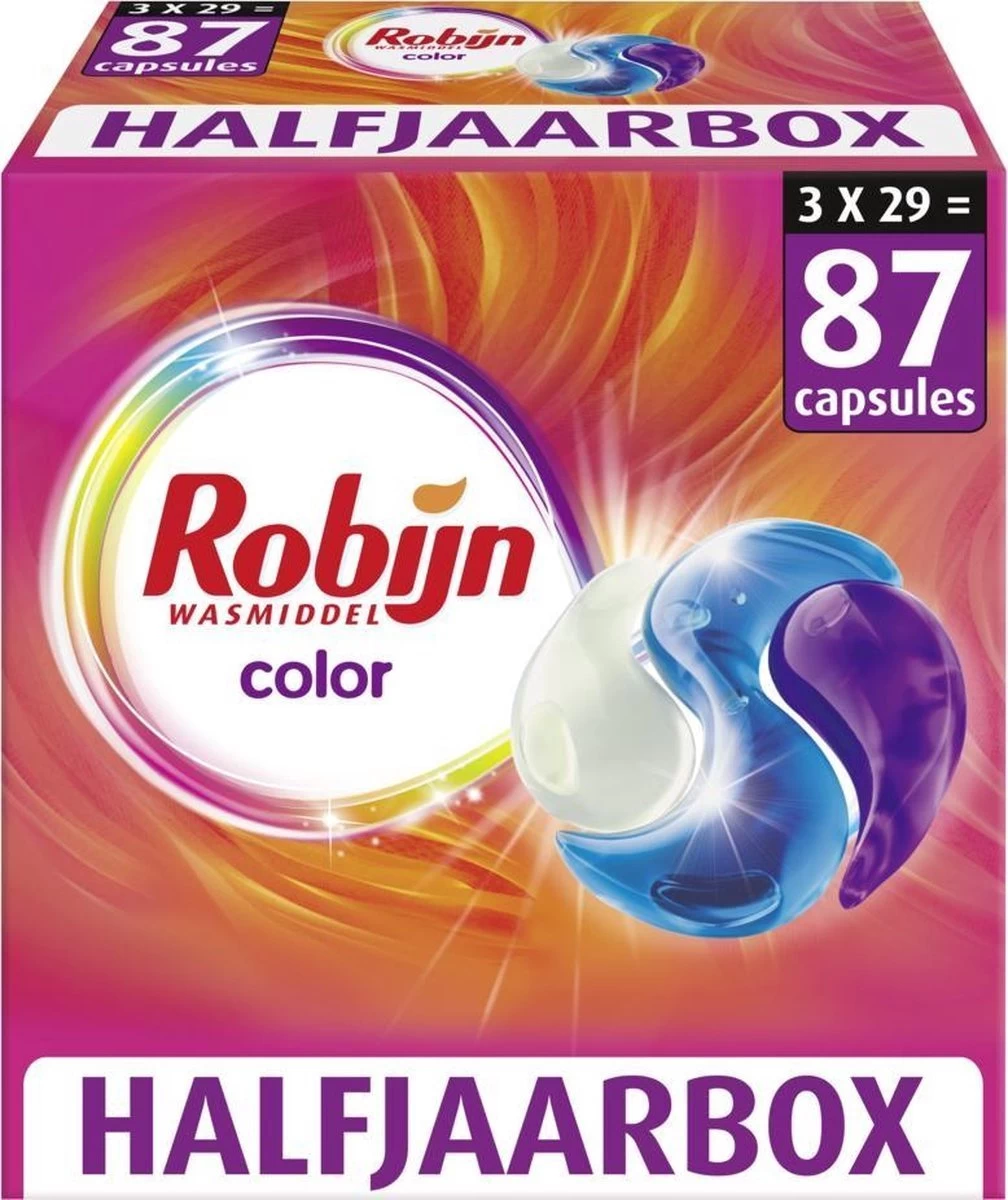 Robijn Color 3 In 1 Wascapsules - 3 X 29 Wasbeurten - Halfjaarbox