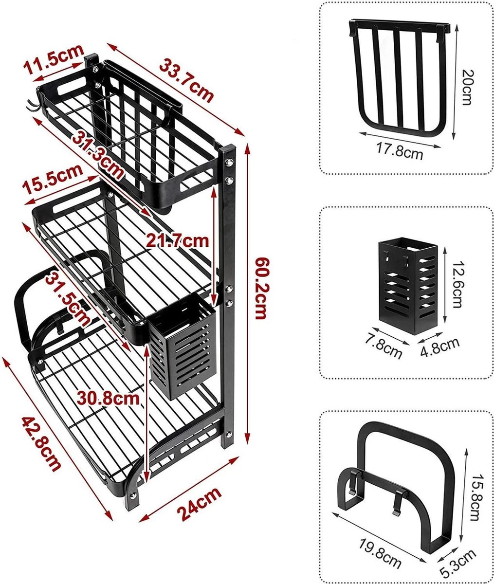 Sens Design Kruidenrek Staand – Keukenrek Voor Kruidenpotjes - Zwart - Afbeelding 5