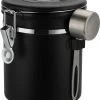 Koffie Bewaarbus Luchtdicht Met CO2 Uitlaat - Koffieblik Bewaarblik Voor 500 Gr Koffiebonen - Zwart - 1.2L