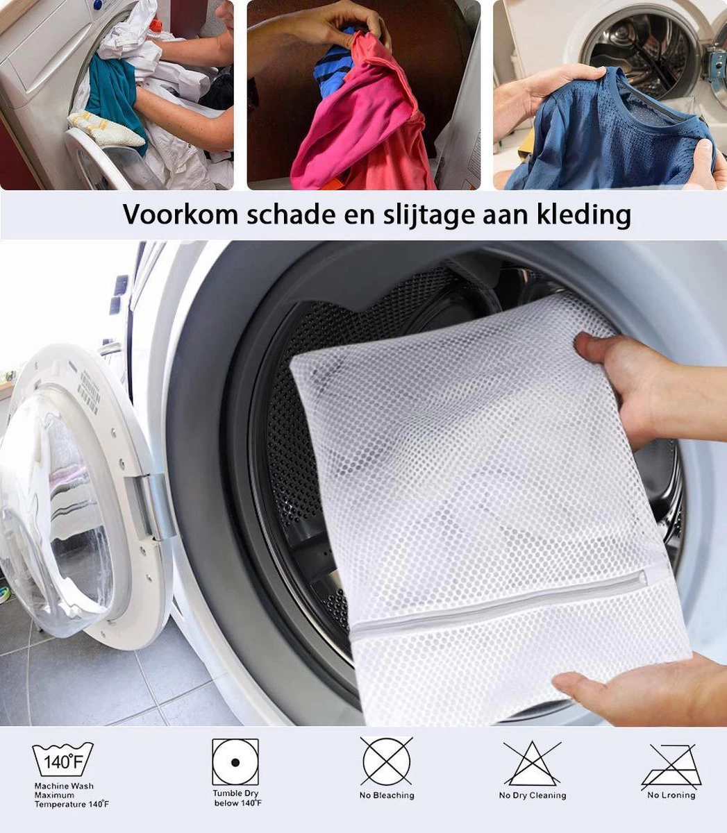 ForDig Wasnet Waszakjes (5 Stuks) Voor Lingerie En Fijne Was - Geschikt Voor Wasmachine - Met Rits - Wit - Afbeelding 3