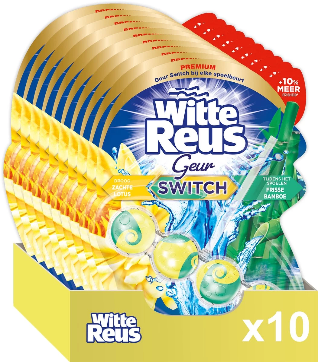 Witte Reus Toiletblok Geur Switch - Lotus Bamboe - WC Blokjes Voordeelverpakking - 10 Stuks