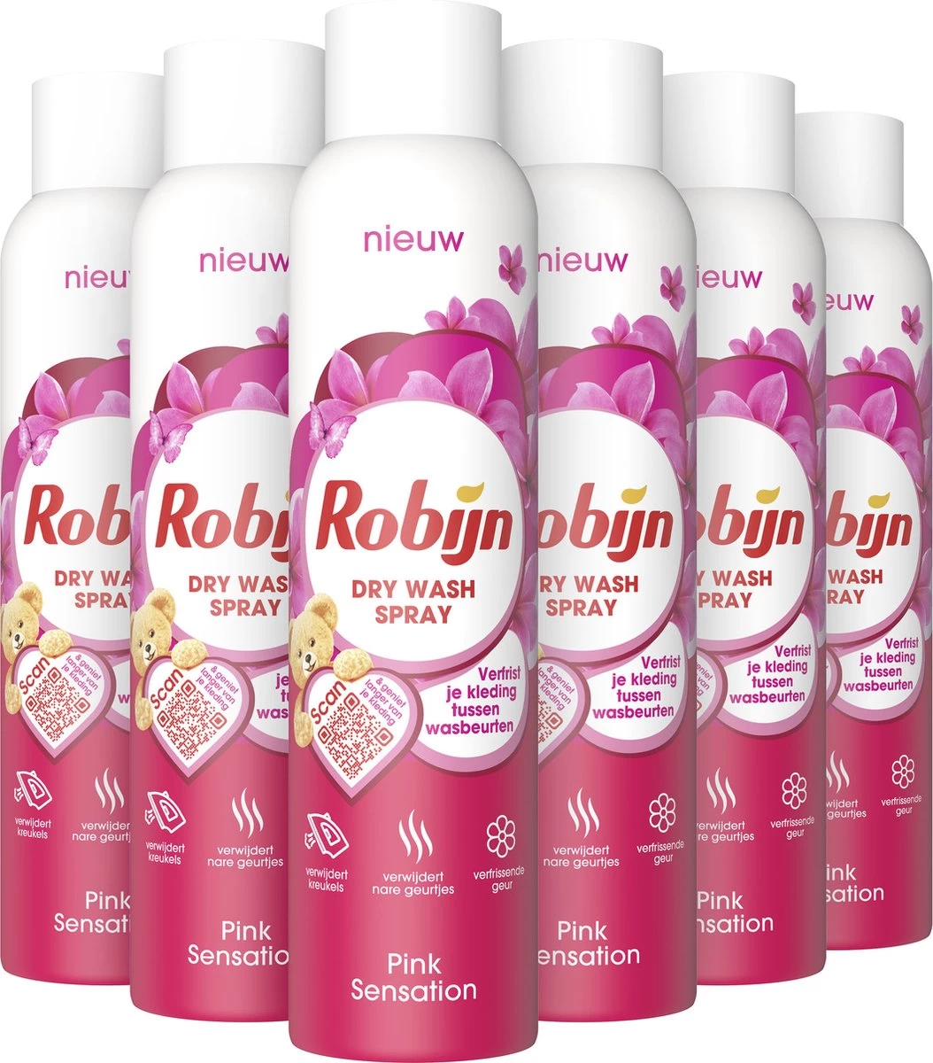 Robijn Pink Sensation Dry Wash Spray - 6 X 200 Ml - Voordeelverpakking - Afbeelding 2