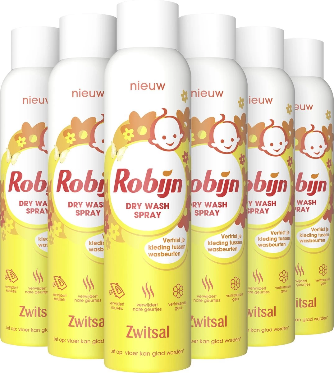Robijn Zwitsal Dry Wash Spray - 6 X 200 Ml - Voordeelverpakking