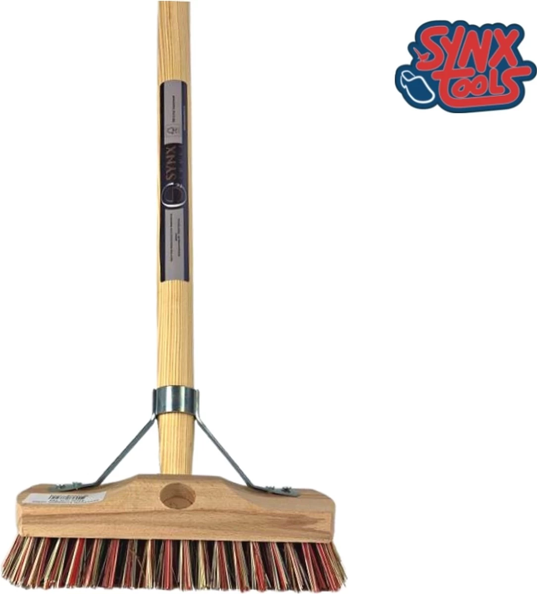 Synx Tools Luiwagen Union Mix Nylon Extra Hard 22cm - Tegel Bezem Schrobber- Bezemsteel - Schoonmaakbezem - Schrobborstels - Bezems Met Steel 150 Cm