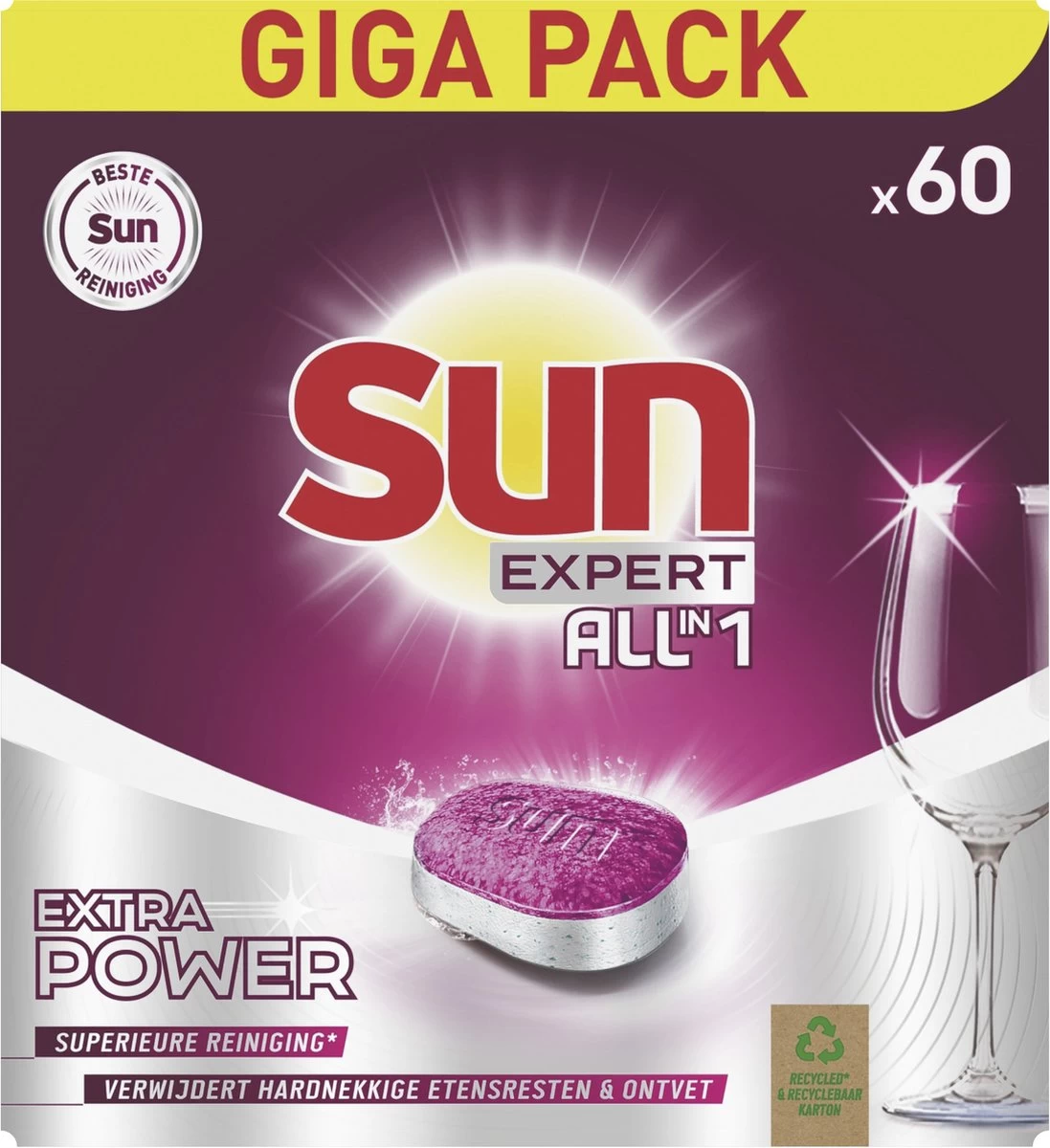 SUN® Sun Expert All-in 1 Vaatwastabletten - 60 Tabletten - Voordeelverpakking