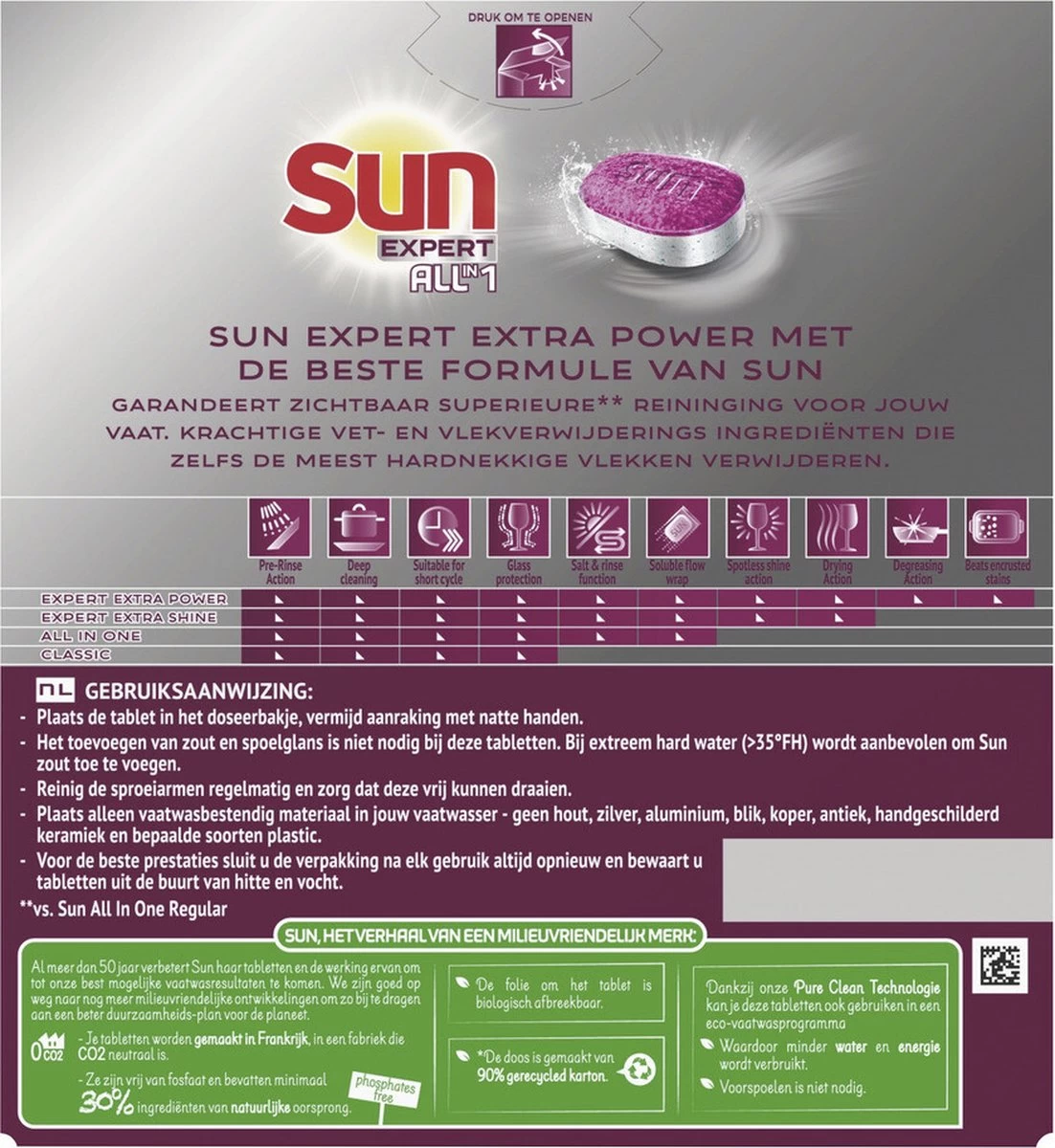 SUN® Sun Expert All-in 1 Vaatwastabletten - 60 Tabletten - Voordeelverpakking - Afbeelding 2