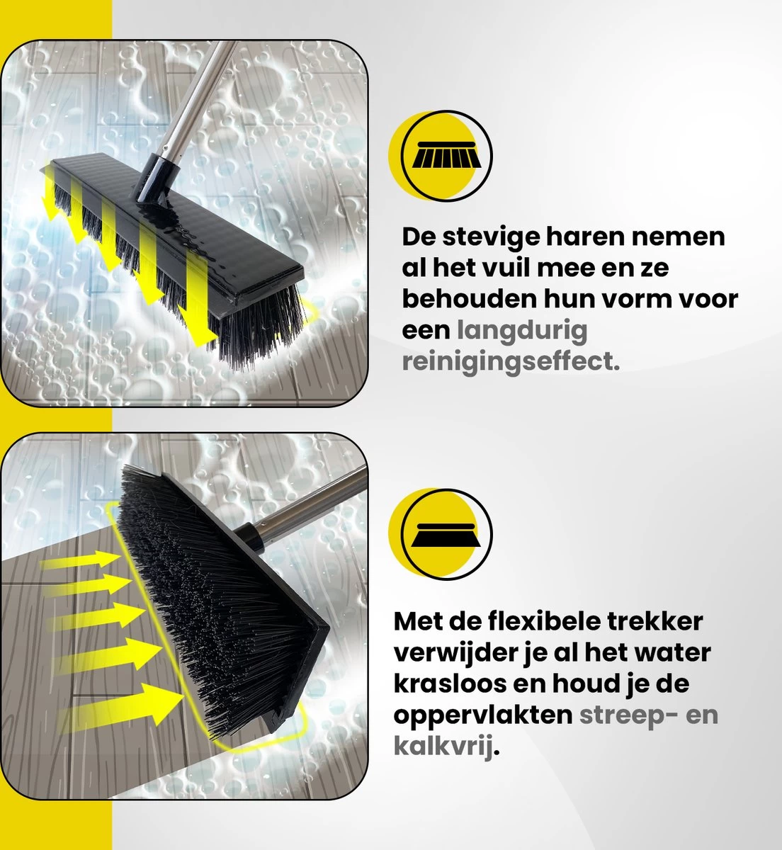 Schrobbezem Zwart Luiwagen Met Steel 120cm - Tuinbezem Straatbezem - Schoonmaak Schrobber Kunststof Harde Bezem - Schrobborstel En Schuurborstel - Afbeelding 4
