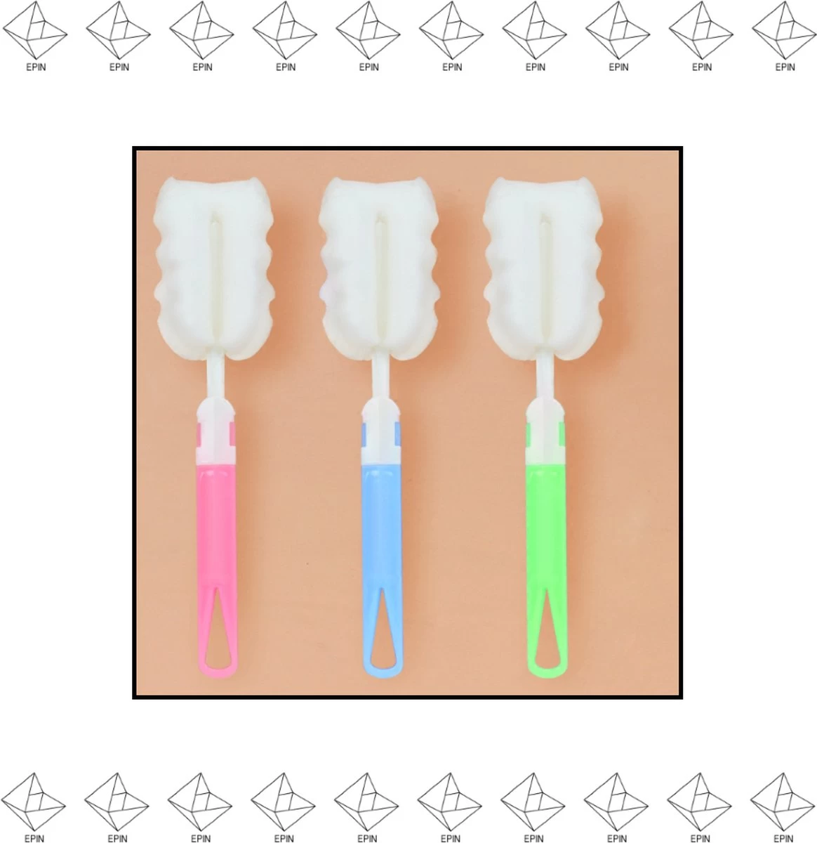 Merkloos EPIN | Glazen Spons | Fles Borstel | Drink Fles Spons | BLAUW - Afbeelding 3