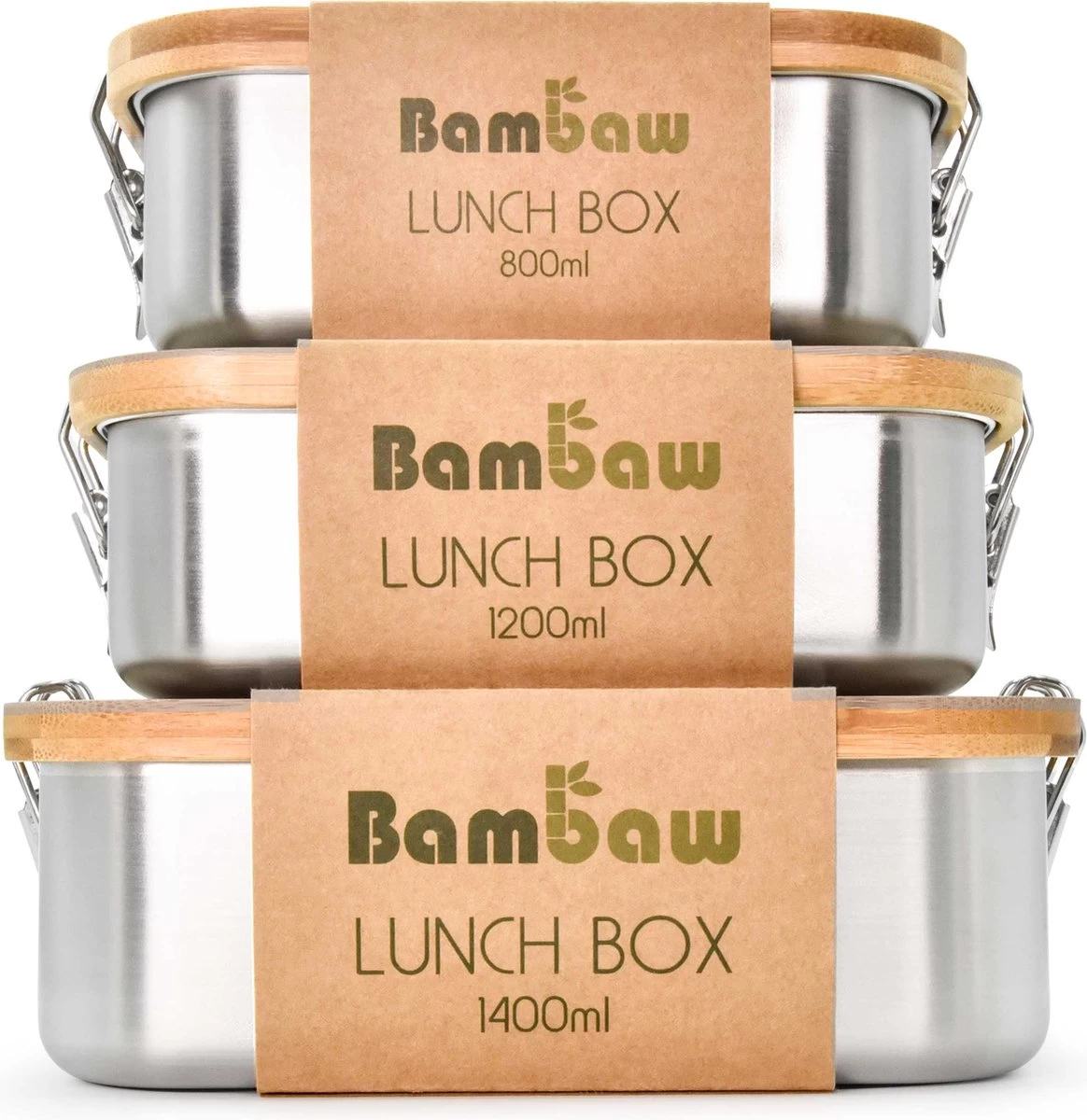 Bamboe Lunch Box 1400 Ml | Broodbox | Ecologisch | Roestvrijstalen Lunchbox | Bentobox No Leak | Smaakloos | Bamboe Grote Broodtrommel | Lunchbox Volwassenen | Lunchbox RVS Bamboe | Bambaw - Afbeelding 6