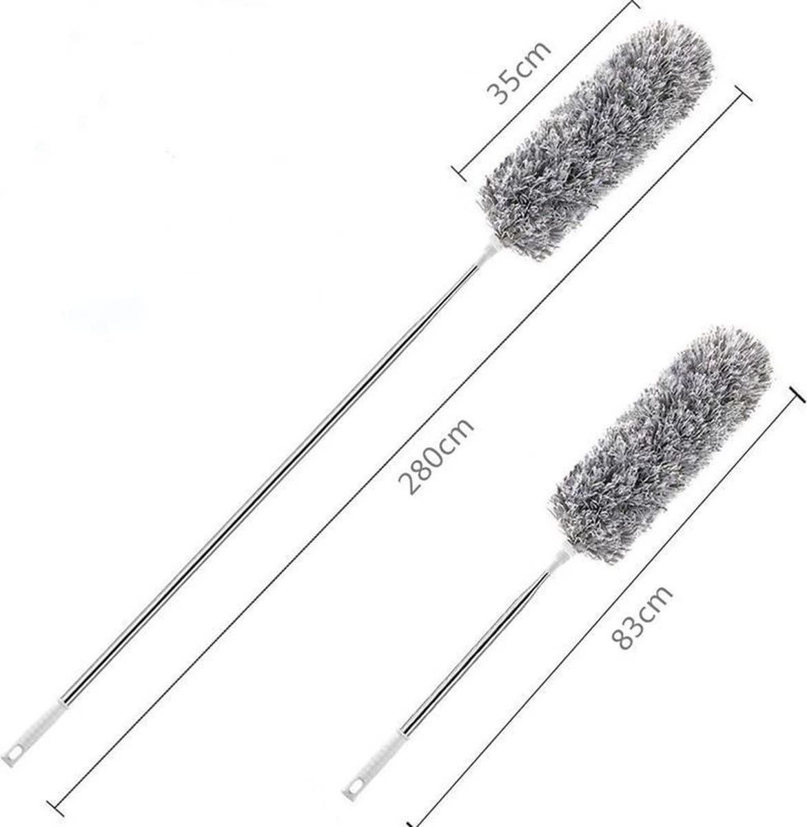 7Style Collection - Microvezel Plumeau Met Uitschuifbare Telescoopsteel Tot 280 CM - Ragebol RVS - Afbeelding 3