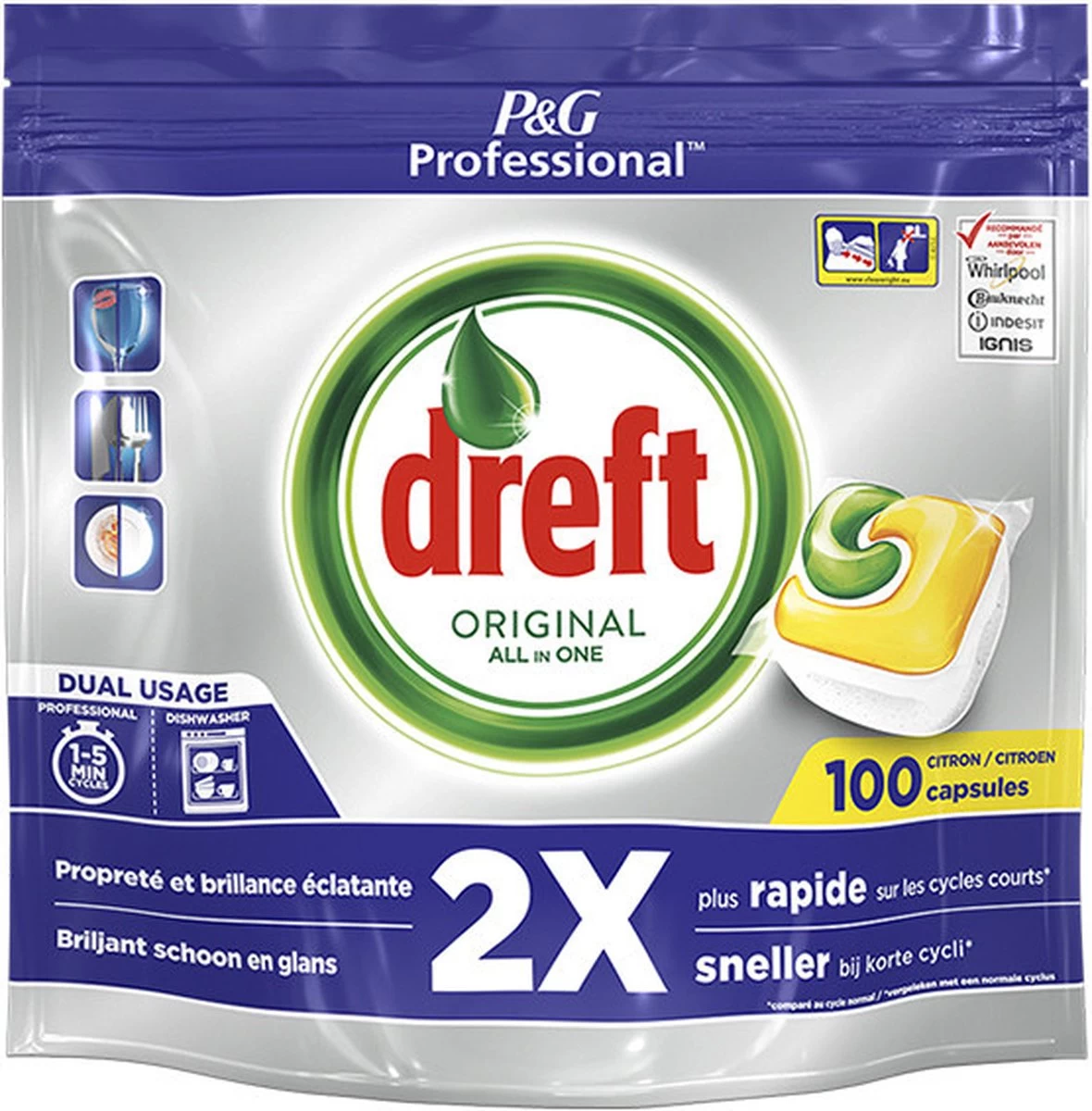 Dreft - Original - All In One - Vaatwastabletten - Citroen - 100 Stuks