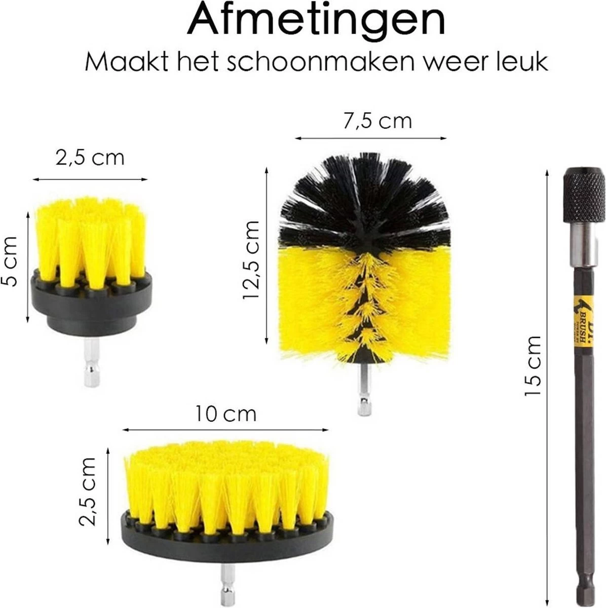 Professionele 4 Delige Borstelset Voor De Boormachine Incl. Verlengstuk, Deze Schoonmaak Schuurborstel Elektrisch Opzetborstel Schrobborstel Set Is Geschikt Als Schrobber Voor Badkamer, Auto, Keuken En Tuin - Afbeelding 7
