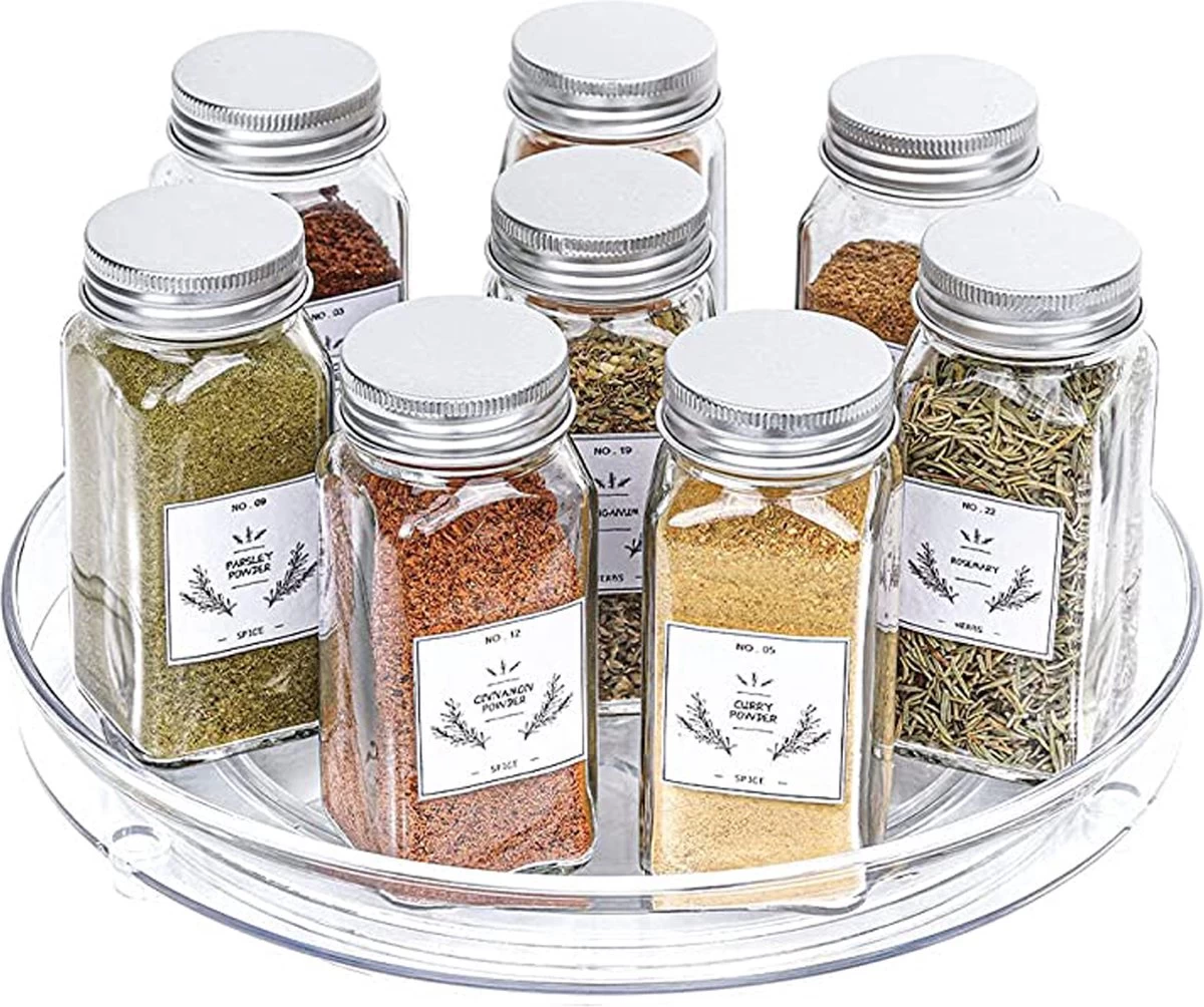 Merkloos Kruidenrek Draaibaar - Transparant - Diameter 23,5 Cm - Multifunctioneel Draaiplateau