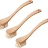 CC Hansen 3 X Afwasborstel Met Gebogen Steel- Beukenhout - Stevige Haren - Licht Bruin - 23 Cm