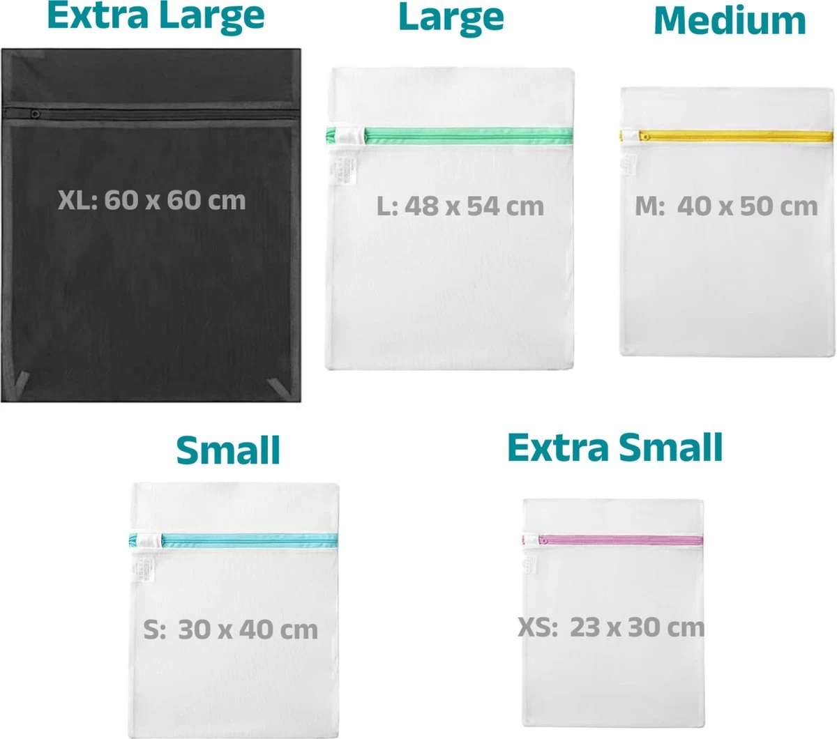 BOTC Waszakken - Wasnetten - Set Van 5 - Bescherm Je Wasgoed En Wasmachine - Transparant - Afbeelding 5