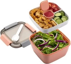 Consumerce® Luxe Meerlaagse Lunchbox Met Vakjes Roze – Lunchbox Volwassenen – Japanse Bento Box – Lunchbox Kinderen – Salade To Go – Brooddoos Volwassenen – Broodtrommel – Lunchtrommel – Salade Lunchbox – Saladebox – Salade Box