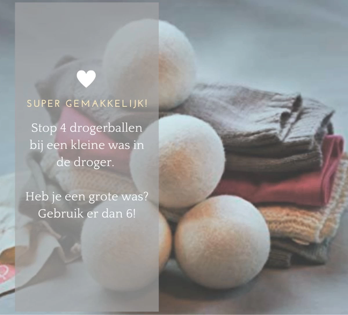 Geniet Van Gemak® | Herbruikbare Wollen Drogerballen | Wasbollen | Schaapswol | Duurzame En Energiebesparende Wasballen | 6 XL Drogerballen - Afbeelding 2