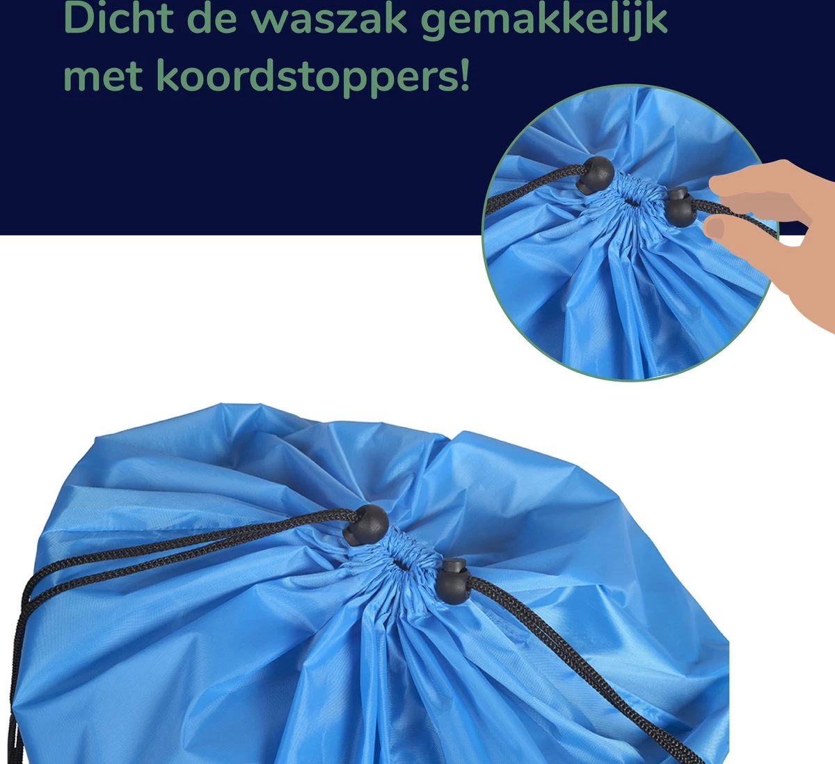 Wonair - Waszakken Voor Wasgoed - 60x90cm - Hemelsblauw - Met Trekkoord - Afbeelding 2