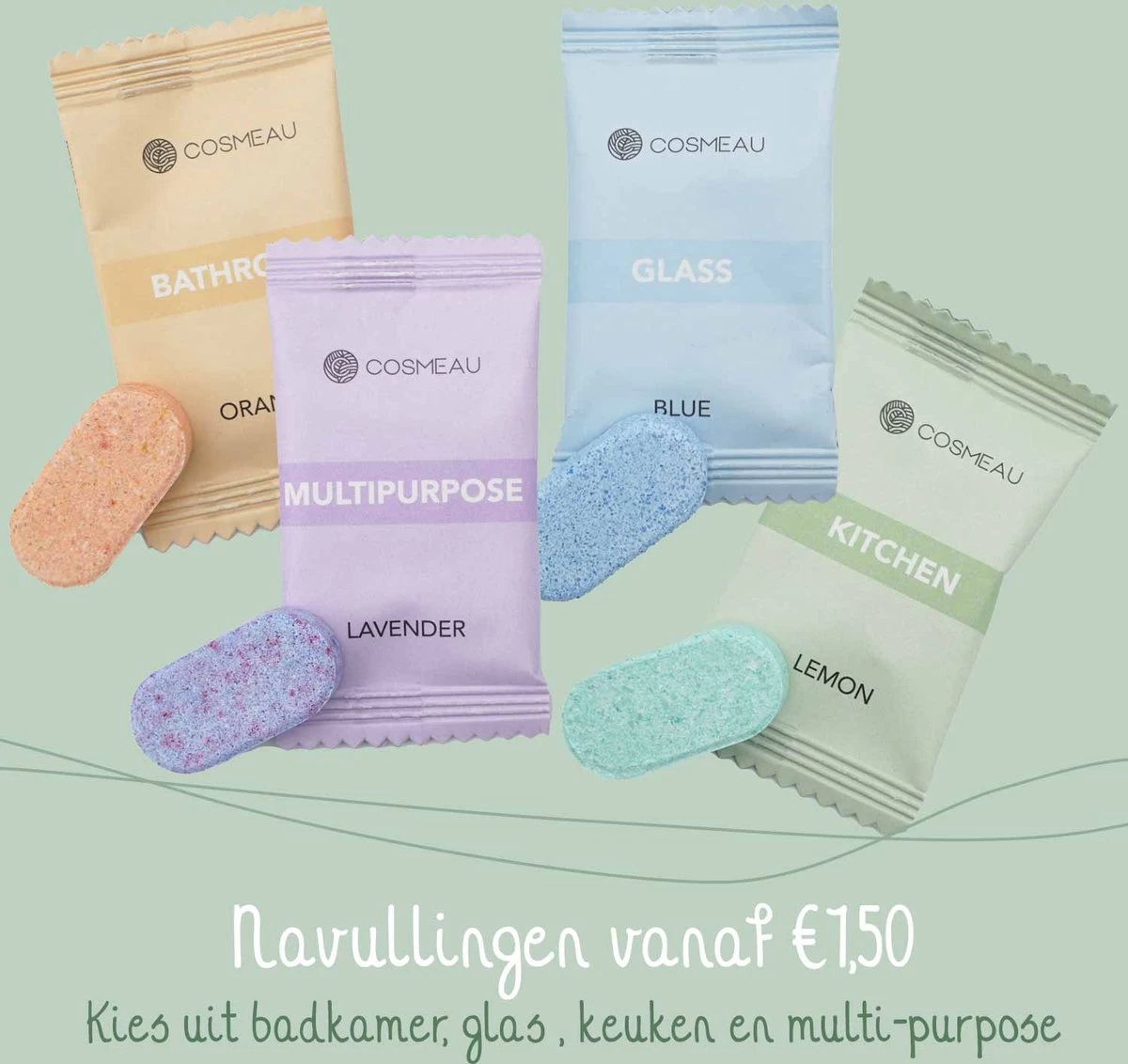 Cosmeau Schoonmaakmiddel Tabletten Cleaning Tabs Schoonmaak Tabs - Keukenreiniger - Badkamerreiniger Sanitair- Glasreiniger - Afbeelding 8