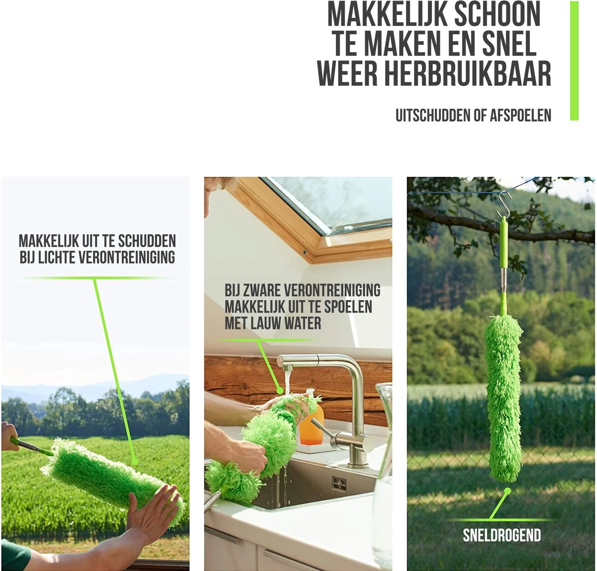 Strex Telescopische Plumeau Set Met Telescoopsteel - 60 Tot 140 Cm - Uitschuifbaar - Flexibel - Microvezel Ragebol - 5-Delige Schoonmaak Set - Afbeelding 6