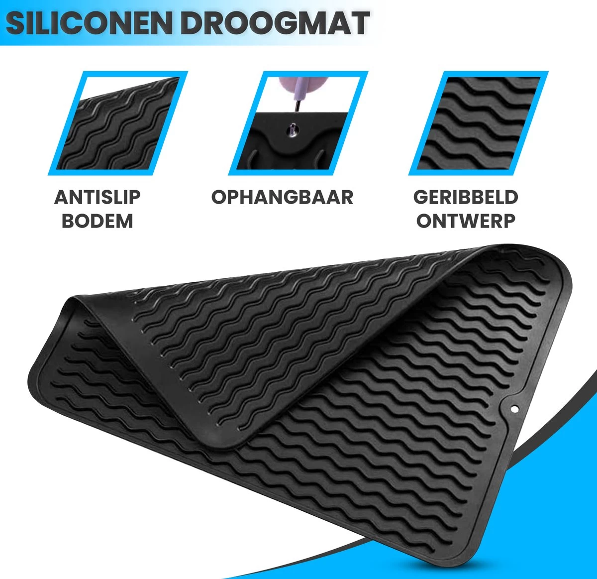 Bangosa Afdruipmat - Vaat Afwas Droogmat - Siliconen 50 X 40 - Afbeelding 5