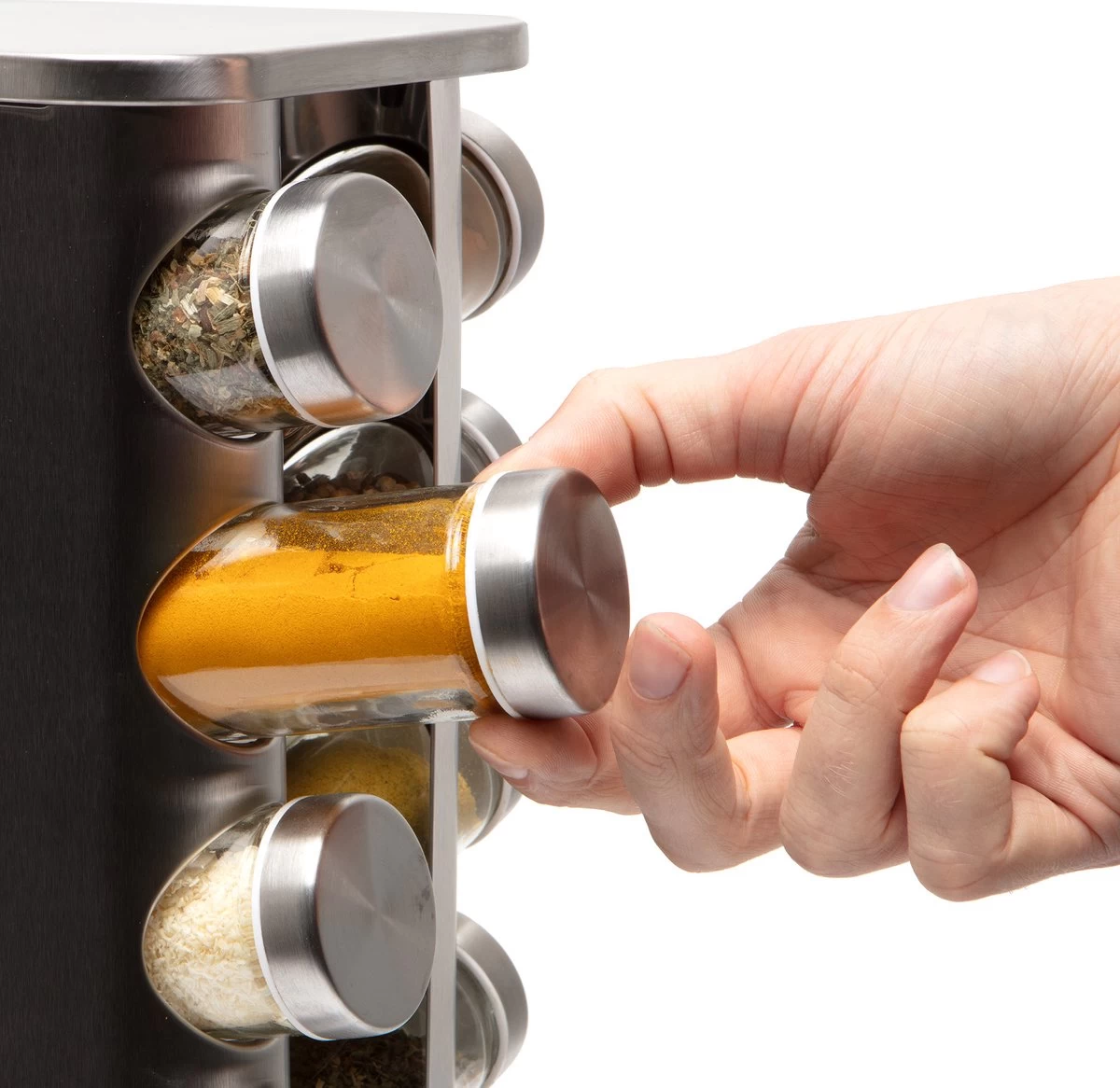 Pazzo Goods - Kruidenrek Staand - Kruidenrek Met Potjes - Zilver - RVS - Kruidenrek Draaibaar - 20 Kruidenpotjes - Inclusief Stickers & Stift - Kruiden Carrousel - Afbeelding 8