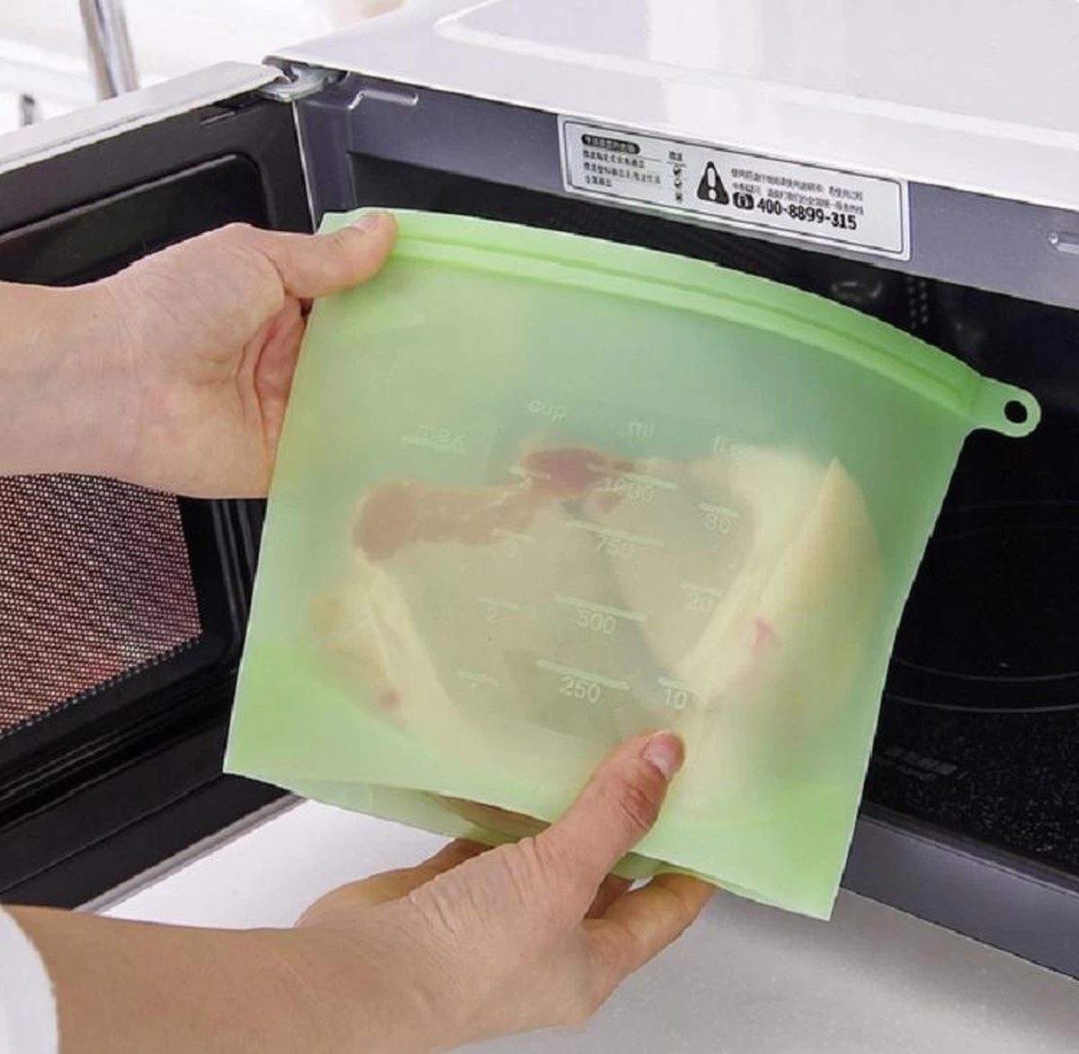 Siliconen Vershoudzakken | Bewaarzakken | Diepvrieszakken | Herbruikbaar | Lekvrij | Set 4-Stuks 1000ml | Vries & Hitte Bestendig | 4 Kleuren - Afbeelding 3