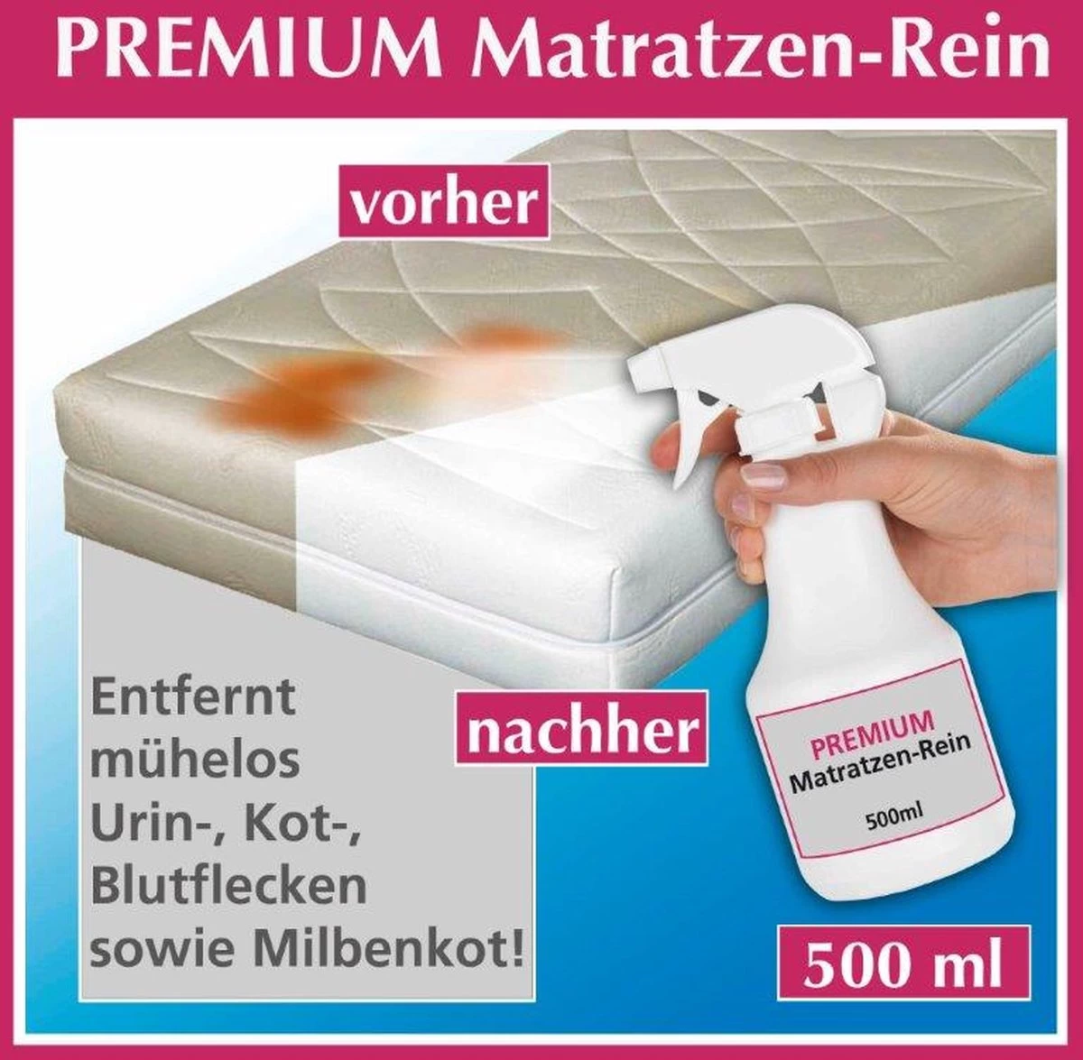 Merkloos Matrasreiniger - Matras Schoon - Anti-mijt - 500ml - Afbeelding 2