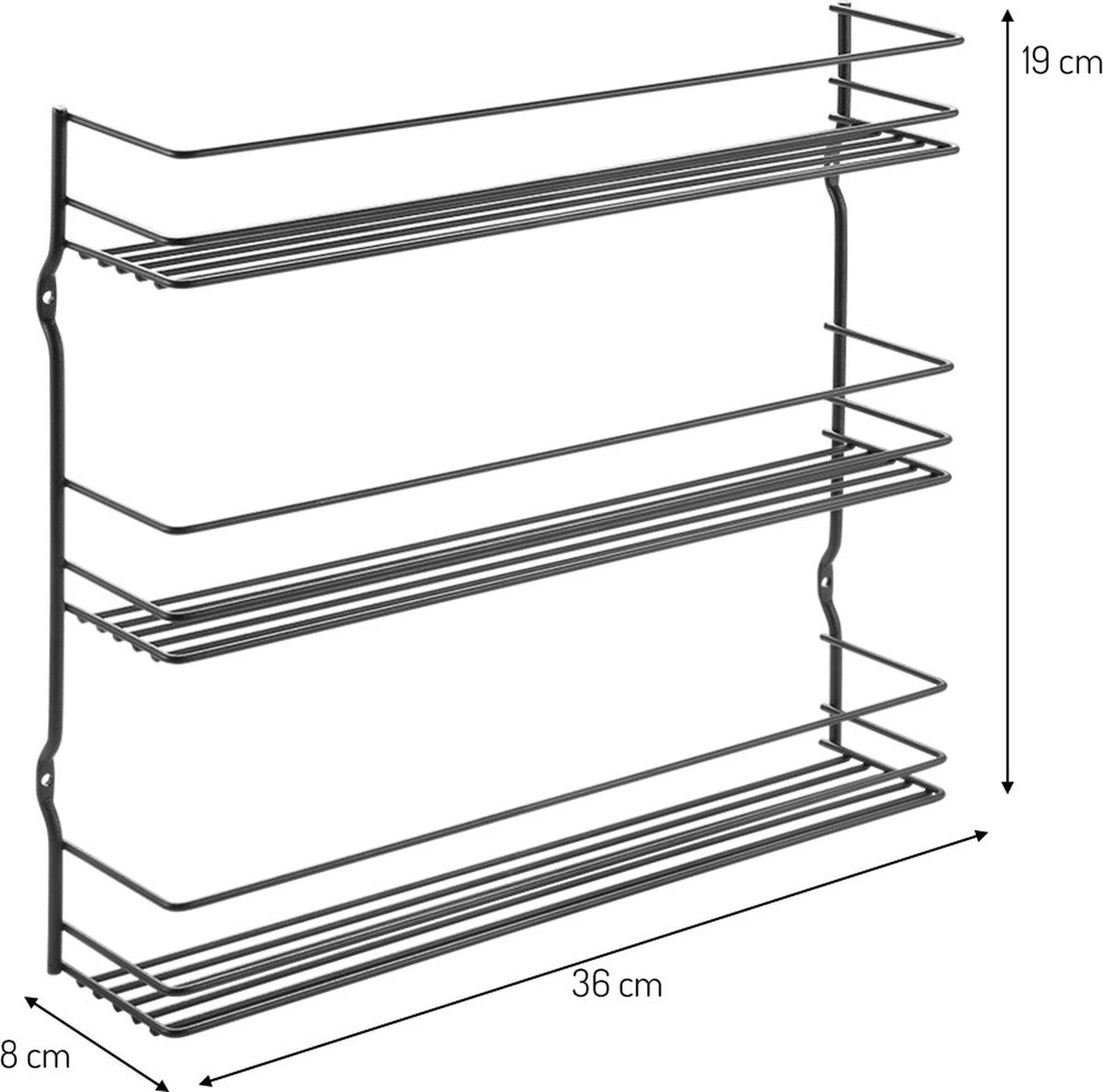 Tomado Metaltex - Pepito Kruidenrek - 3 Etages - Zwart - 36x8x31cm - Afbeelding 3