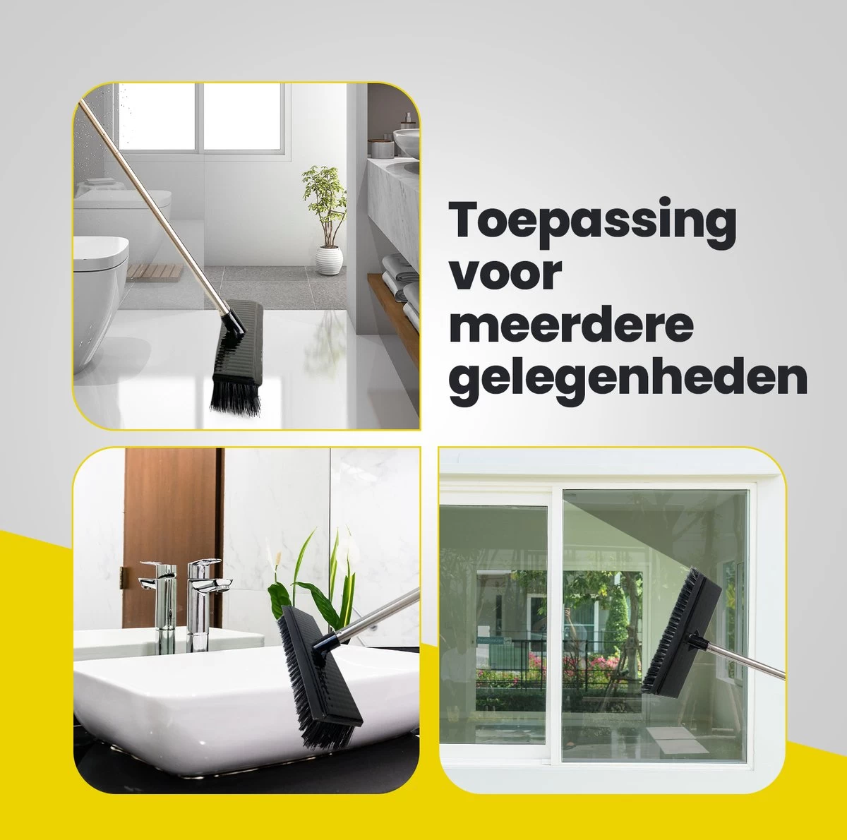 Schrobbezem Zwart Luiwagen Met Steel 120cm - Tuinbezem Straatbezem - Schoonmaak Schrobber Kunststof Harde Bezem - Schrobborstel En Schuurborstel - Afbeelding 6