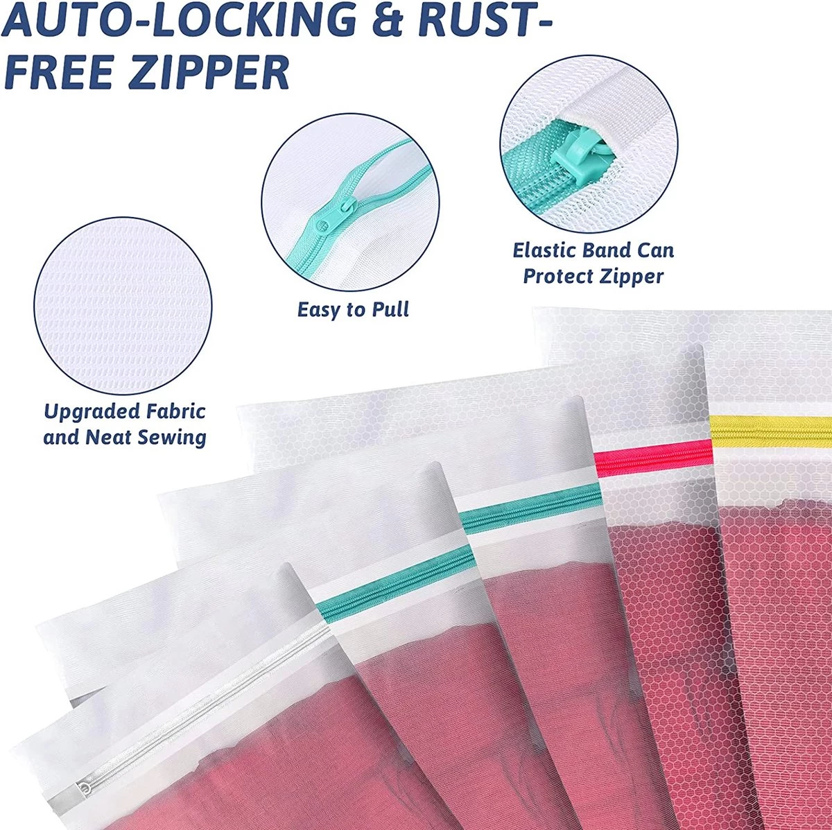 BOTC Waszakken - Wasnetten - Set Van 5 - Bescherm Je Wasgoed En Wasmachine - Transparant - Afbeelding 7