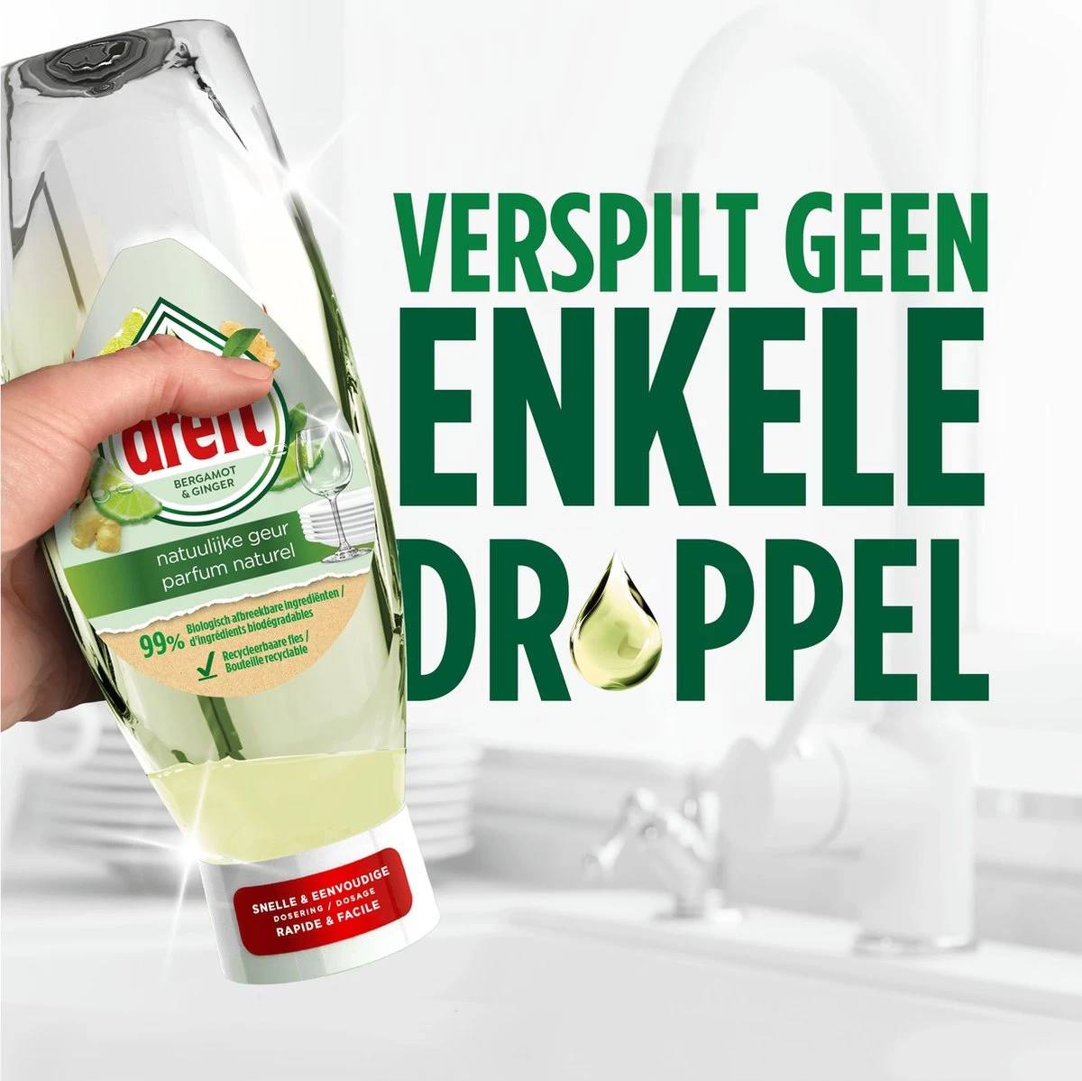 Dreft Natuurlijke Geur - Afwasmiddel - Bergamot & Gember - Ondersteboven Fles - Voordeelverpakking 8 X 370 Ml - Afbeelding 8