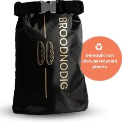 BROODNODIG® - Herbruikbare Boterhamzak - Van 100% Gerecyclede PET-flessen - Ideaal Als Diepvrieszakjes - Lunchzak - Herbruikbaar Boterhamzakje - Foodwrap - Lunchbox - 30x20cm - Zwart