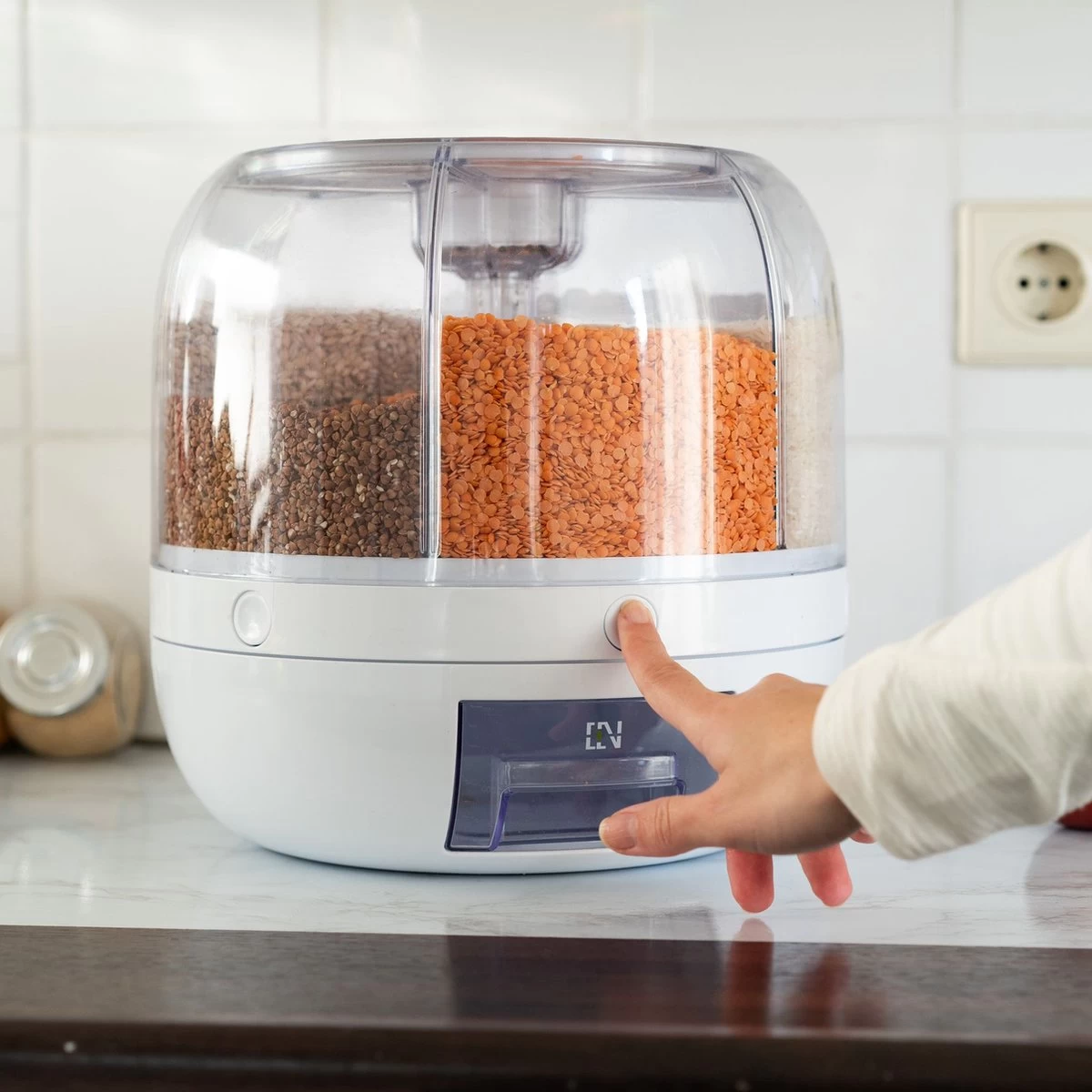 Roterende Voedsel Dispenser - 6 Vakken - Met Doseerschep - BPA Vrij - Handig - Afbeelding 8