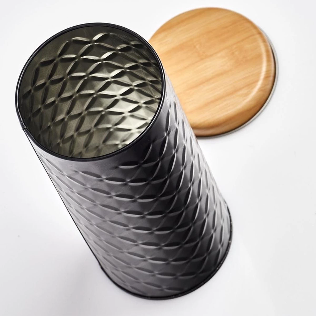 Zeller Bewaar/voorraad Blikken Koffiepads - Zwart - Metaal - 18 X 7,5 Cm - 1 L - Afbeelding 2