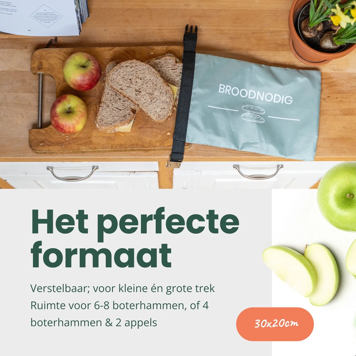 BROODNODIG® - Herbruikbare Boterhamzak - Van 100% Gerecyclede PET-flessen - Ideaal Als Diepvrieszakjes - Lunchzak - Herbruikbaar Boterhamzakje - Foodwrap - Lunchbox - 30x20cm - Pastel Groen - Afbeelding 4