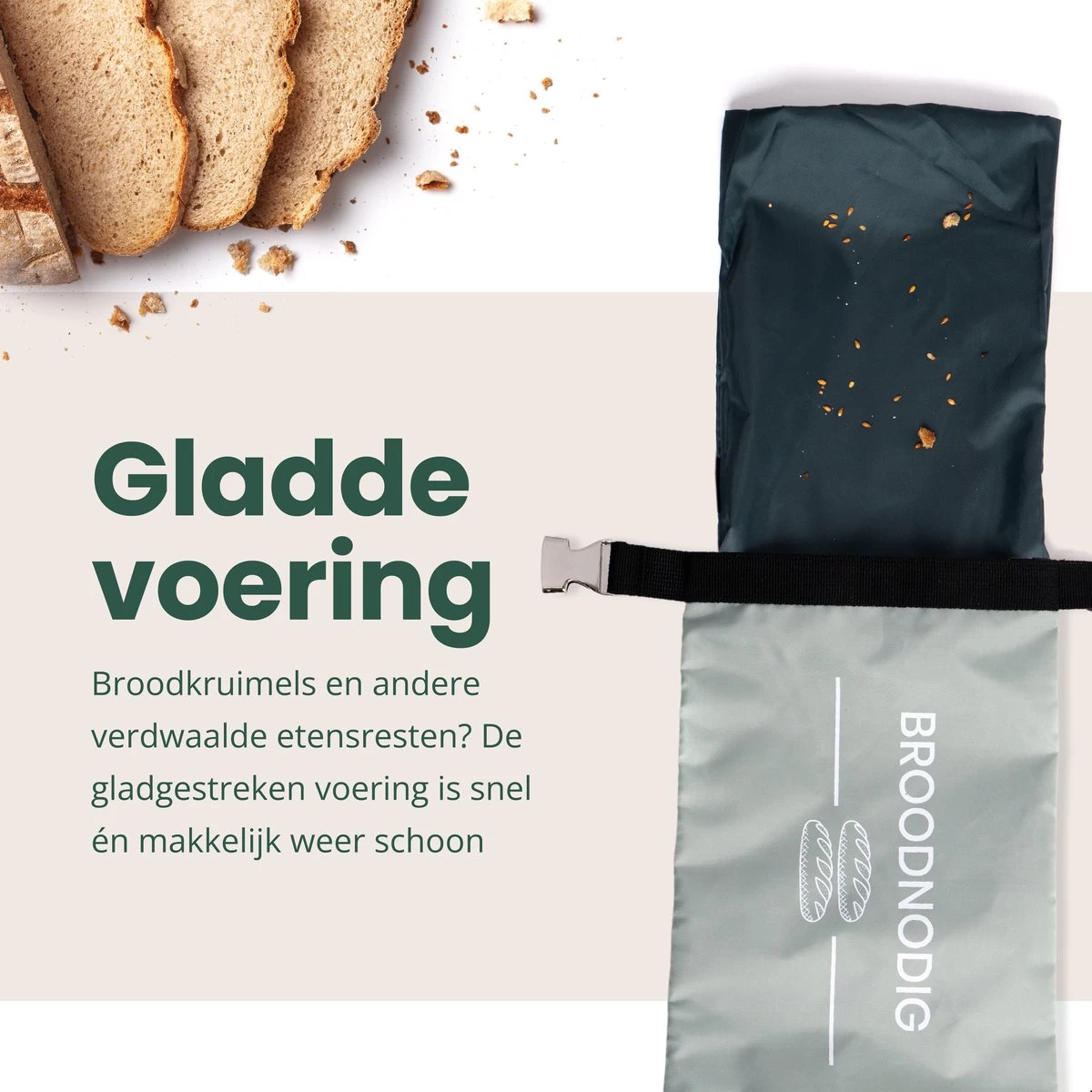 BROODNODIG® - Herbruikbare Boterhamzak - Van 100% Gerecyclede PET-flessen - Ideaal Als Diepvrieszakjes - Lunchzak - Herbruikbaar Boterhamzakje - Foodwrap - Lunchbox - 30x20cm - Pastel Groen - Afbeelding 6