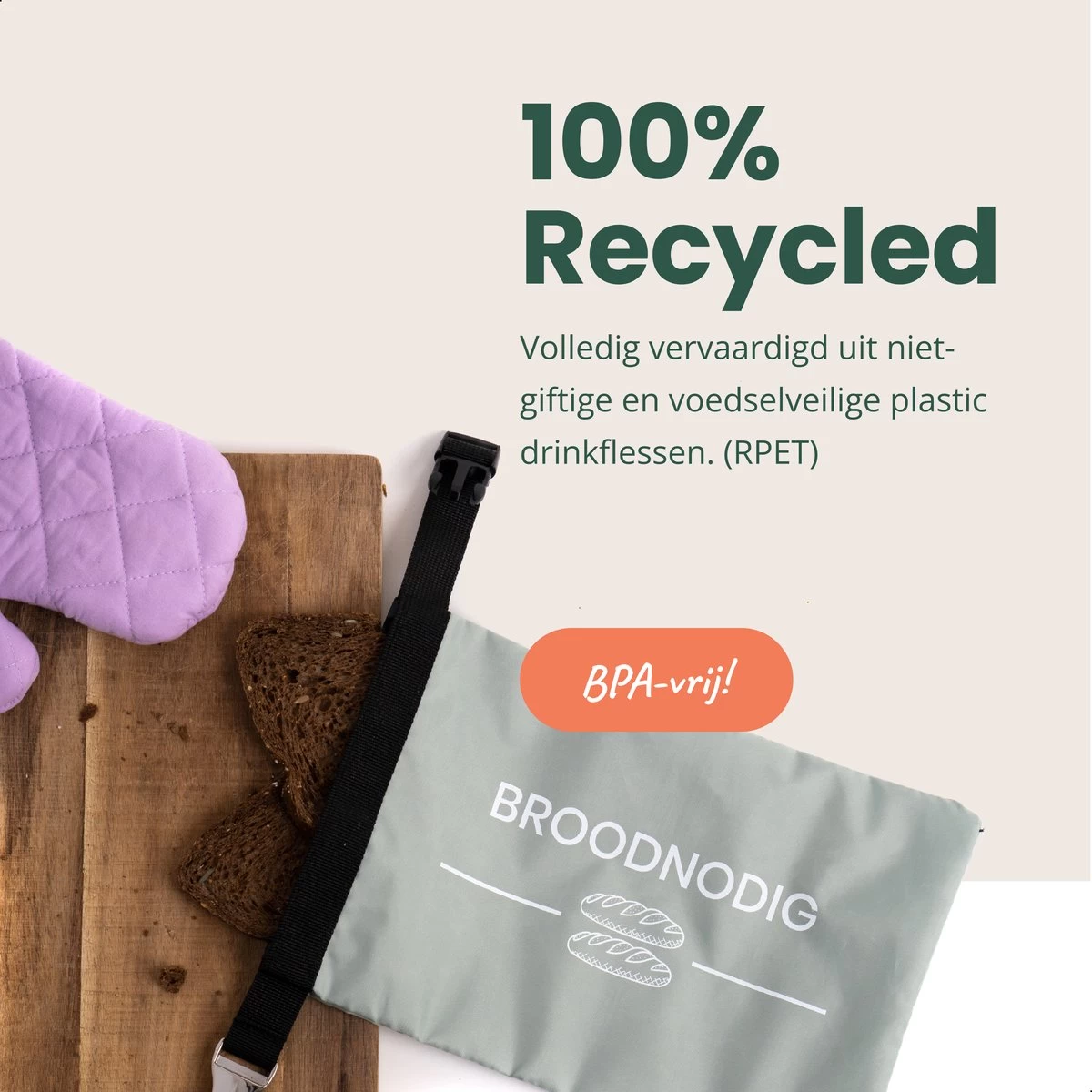 BROODNODIG® - Herbruikbare Boterhamzak - Van 100% Gerecyclede PET-flessen - Ideaal Als Diepvrieszakjes - Lunchzak - Herbruikbaar Boterhamzakje - Foodwrap - Lunchbox - 30x20cm - Pastel Groen - Afbeelding 10