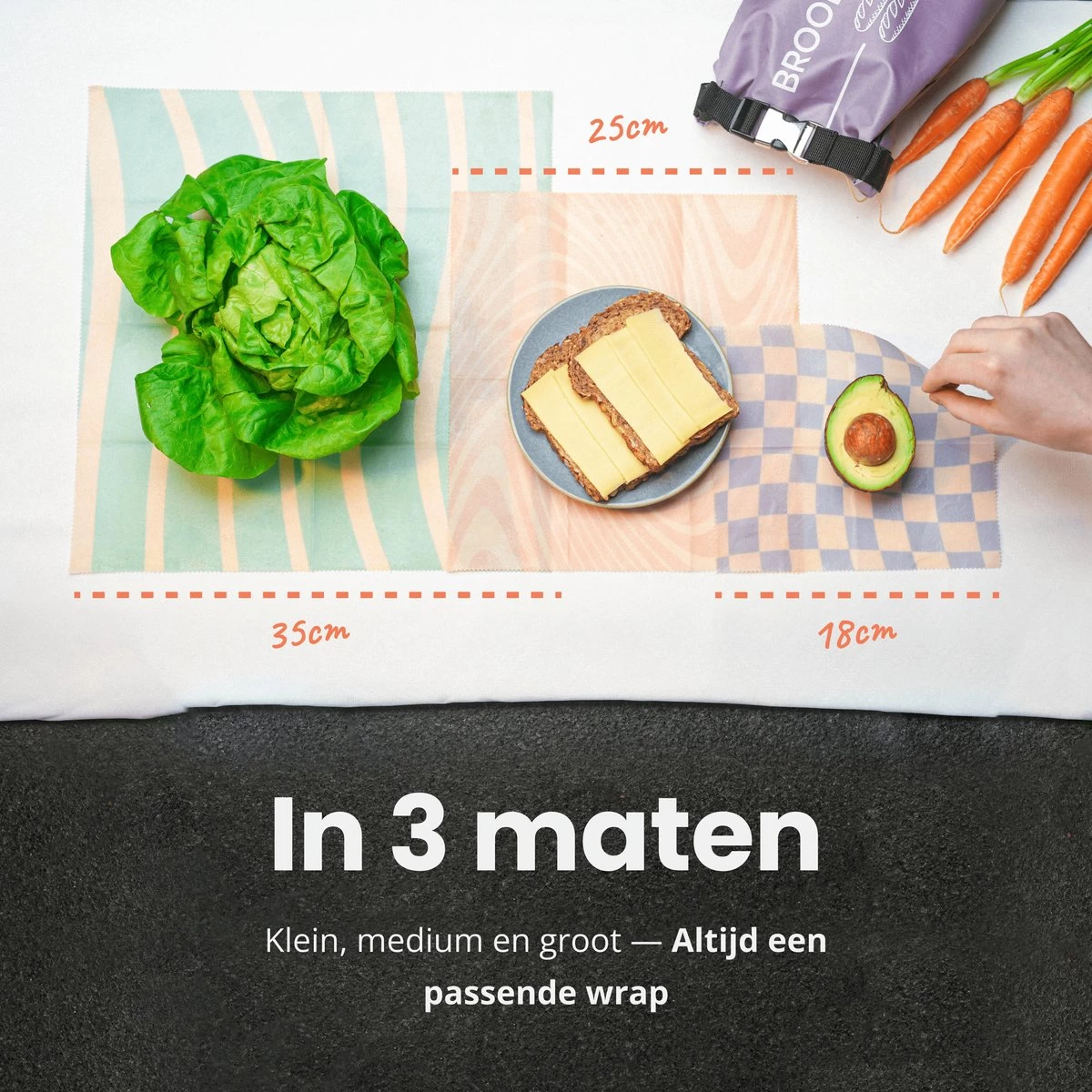 BROODNODIG® - Bijenwas Wraps (Bijenwas Doek) - Set Van 4 - 1S, 2M, 1L - Foodwrap - Beeswax Wraps - Bee Wrap - Beewax - Bijenwasdoek - Zero Waste - Duurzaam Cadeau - Herbruikbaar Boterhamzakje - Afbeelding 7