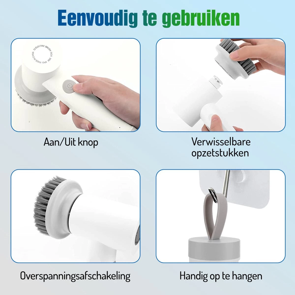 Elektrische Schoonmaakborstel - Schrobborstel - Handborstel - Schuurborstel - Schrobber - Badkamer - Toilet - Keuken - Afbeelding 2