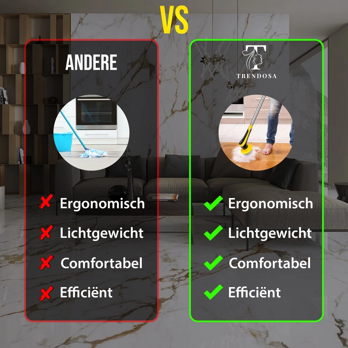 Trendosa Elektrische Schoonmaakborstel - Elektrische Schrobborstel - Poetsmachine - Handborstel - Scrubber- De Badkamer/Keuken/Auto- 10 Opzetstukken Geel - Afbeelding 3