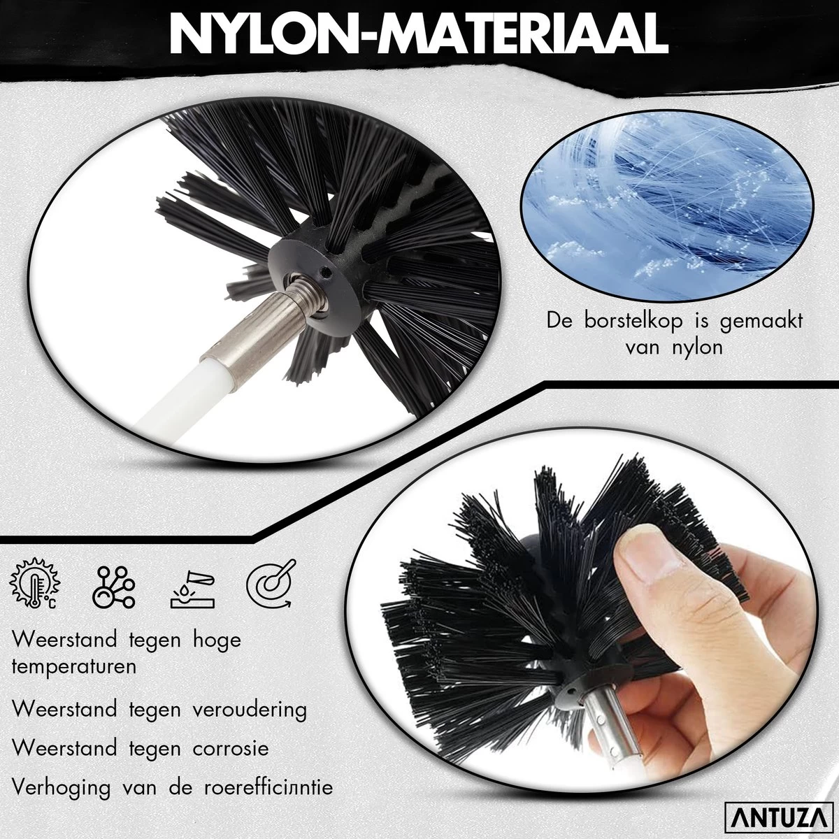 Antuza | Schoorsteenveegset | Schoorsteenreiniger | Schoorsteen Borstel | 9 Meter - Afbeelding 4