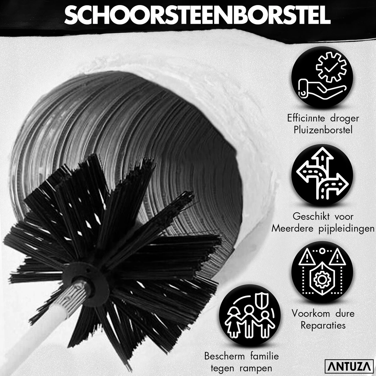 Antuza | Schoorsteenveegset | Schoorsteenreiniger | Schoorsteen Borstel | 9 Meter - Afbeelding 5