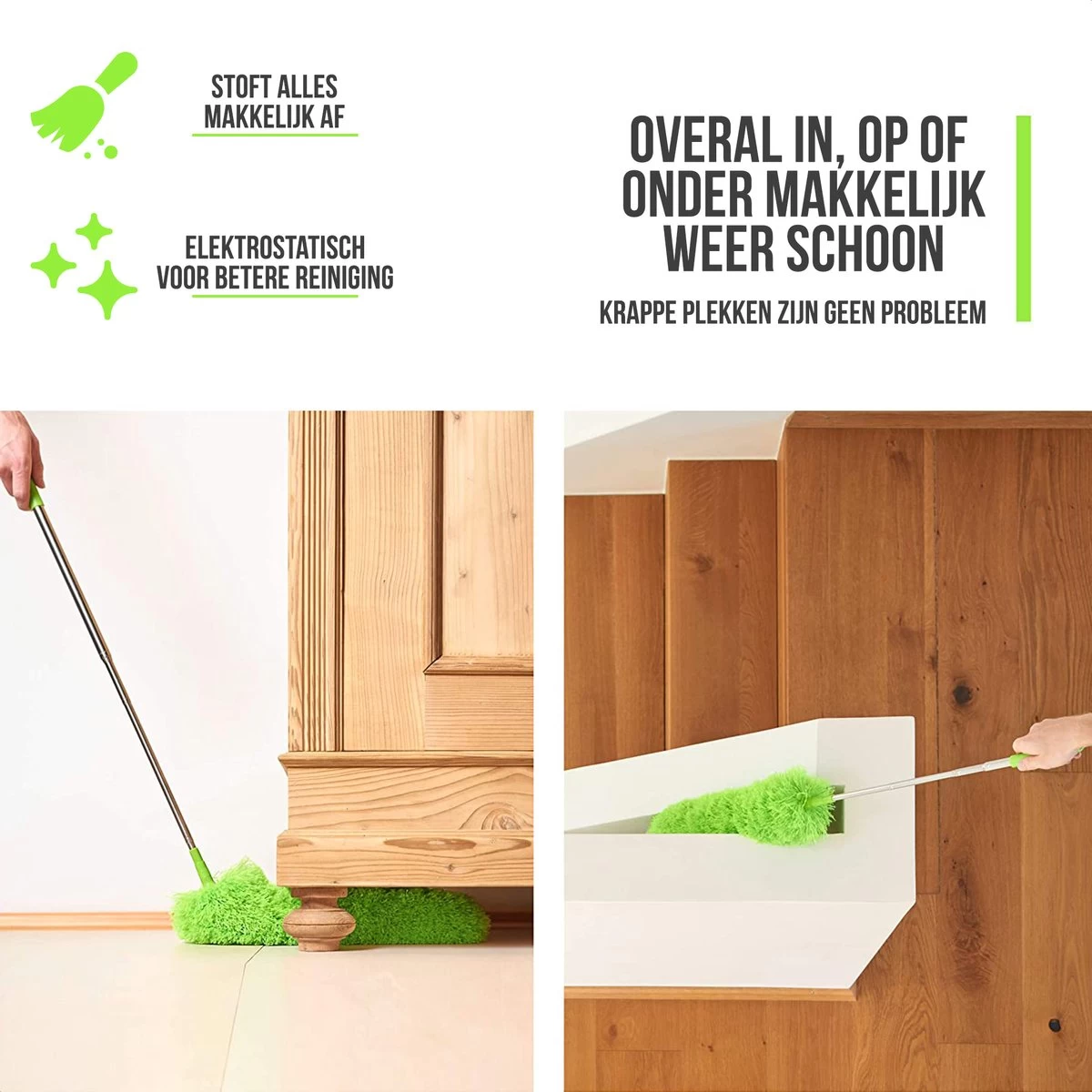 Strex Telescopische Plumeau Set Met Telescoopsteel - 60 Tot 140 Cm - Uitschuifbaar - Flexibel - Microvezel Ragebol - 5-Delige Schoonmaak Set - Afbeelding 2