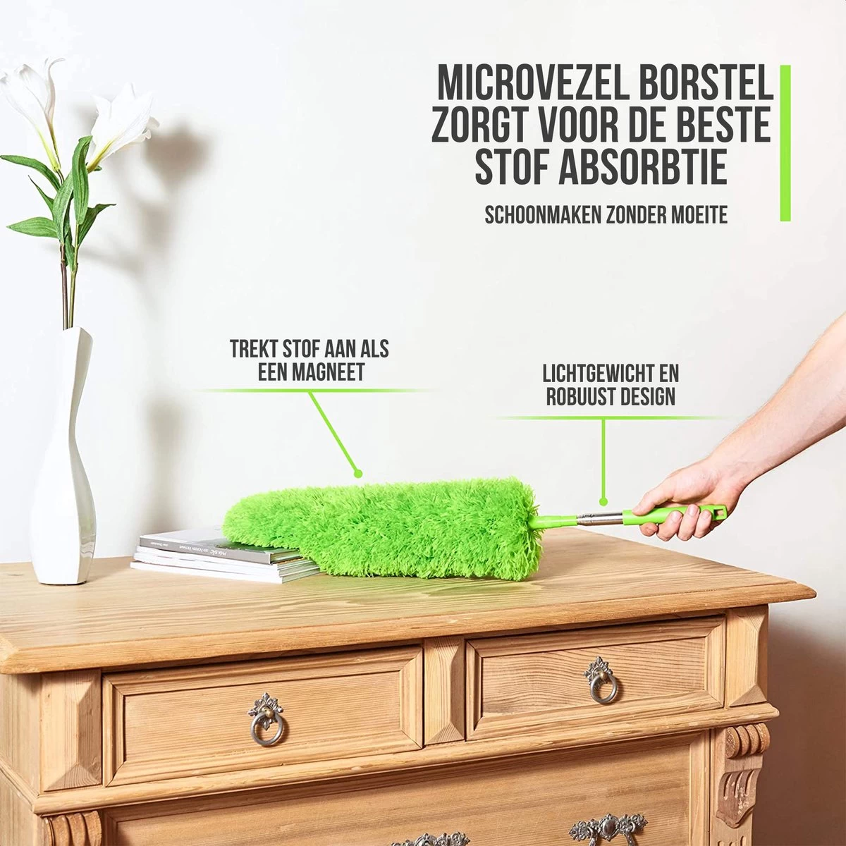 Strex Telescopische Plumeau Set Met Telescoopsteel - 60 Tot 140 Cm - Uitschuifbaar - Flexibel - Microvezel Ragebol - 5-Delige Schoonmaak Set - Afbeelding 4