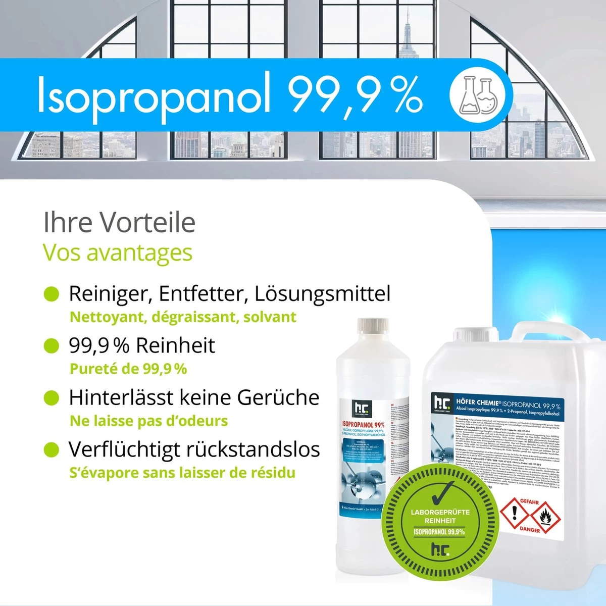 Isopropyl Alcohol - Isopropanol - IPA - Isopropyl - 99,9% Zuiver - 1000ml - Inclusief Trechter - Afbeelding 2