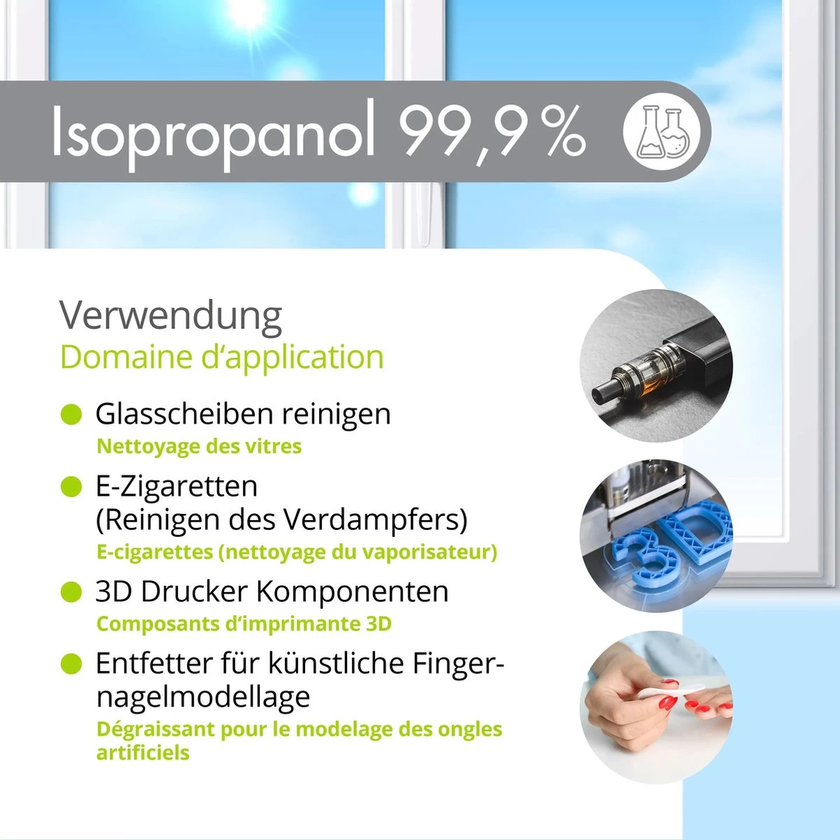 Isopropyl Alcohol - Isopropanol - IPA - Isopropyl - 99,9% Zuiver - 1000ml - Inclusief Trechter - Afbeelding 6