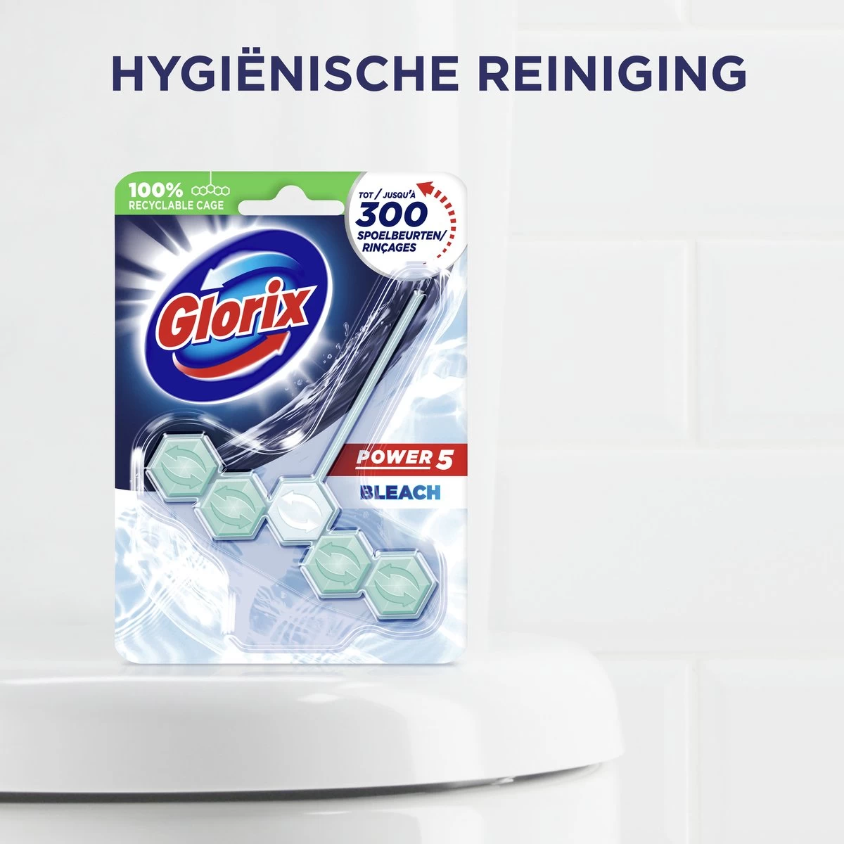 Glorix Power 5 Bleek Toiletblokken - 9 Stuks - Voordeelverpakking - Afbeelding 3