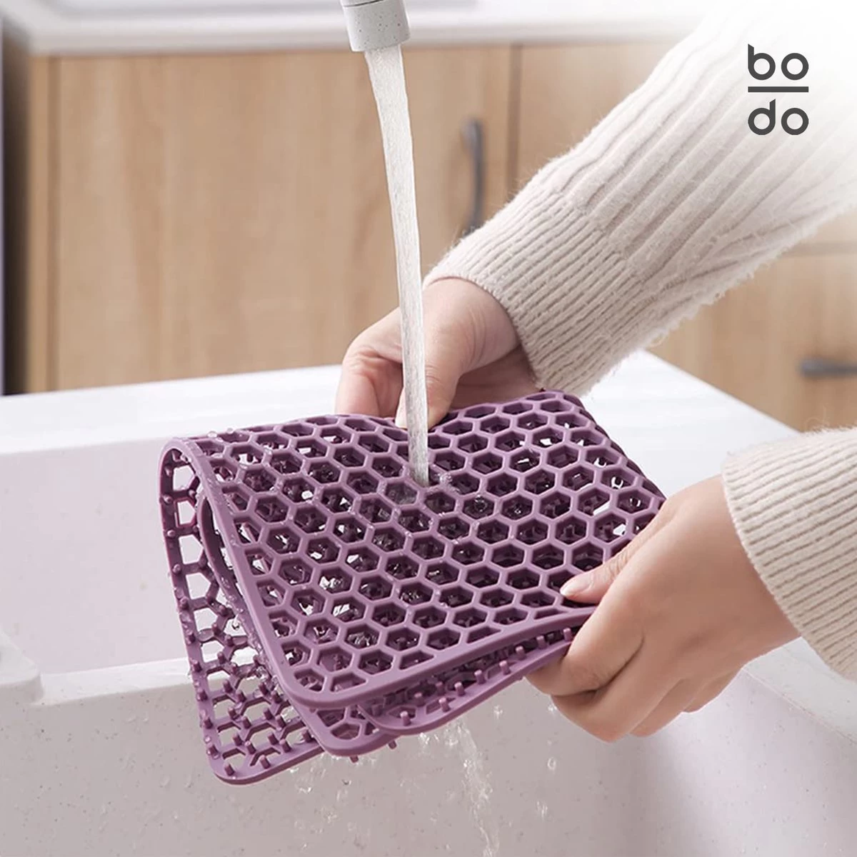 BODO Gootsteenmat Siliconen Donker Grijs - 30.5 X 30.5 Cm - Keuken Accessoires - Gootsteen Beschermer - Onderzetters Siliconen - Anti Kras - Gootsteen Accessoires - Afbeelding 5