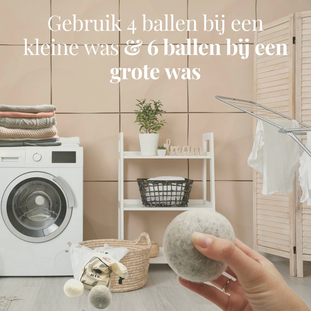 Goodlifehacks Originele XL 6 Stuks Drogerballen - Wasbollen - Wasverzachter - Zero Waste Dryerballs - Duurzaam - Herbruikbare Droogballen - Wit & Grijs - Energie Besparen - Afbeelding 7